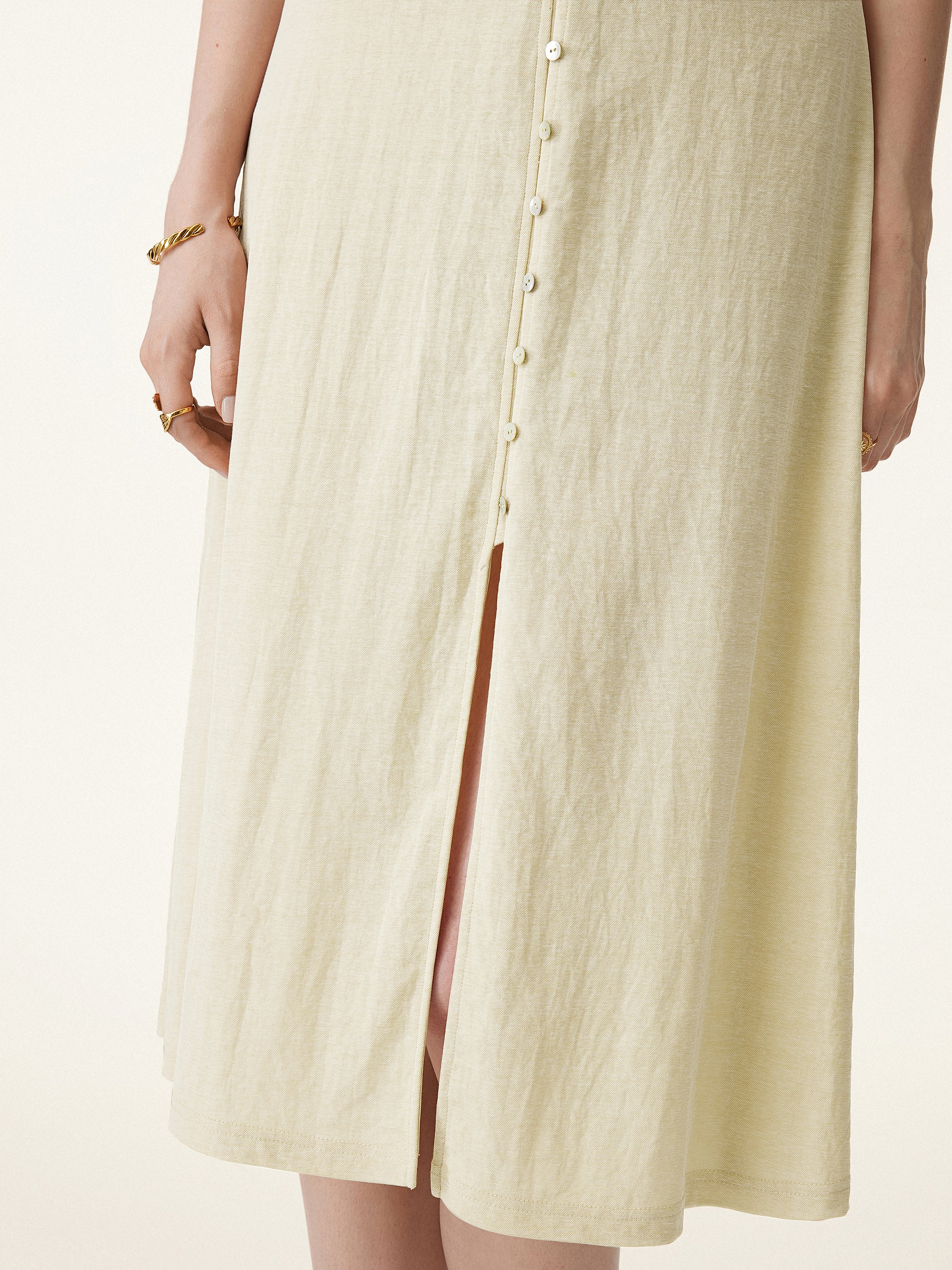 Multi-wear V-neck Button Front Midi Vest Dress