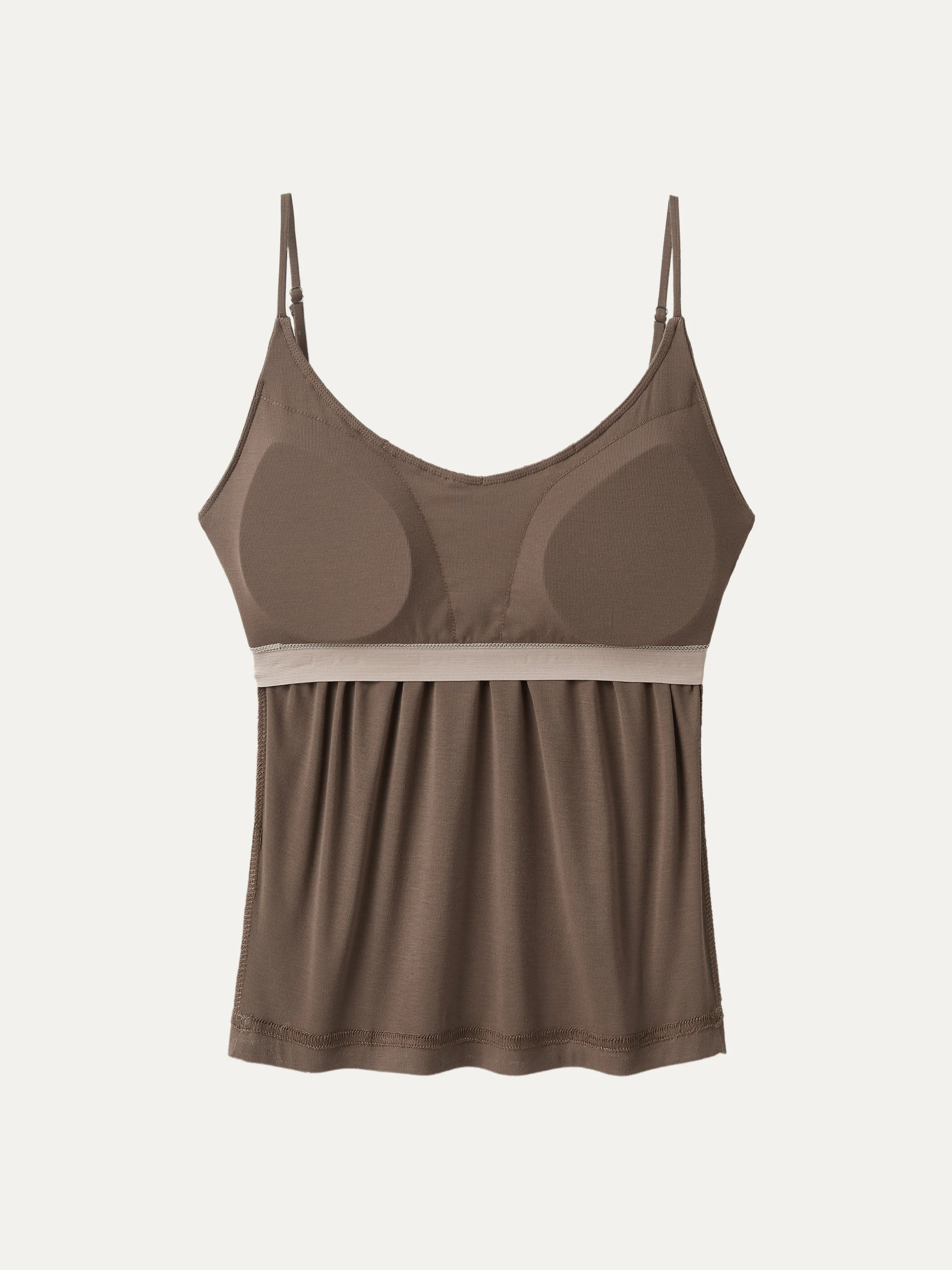 2-Piece Set Hip-Length Scoop Neck Gathered Spaghetti Strap Top