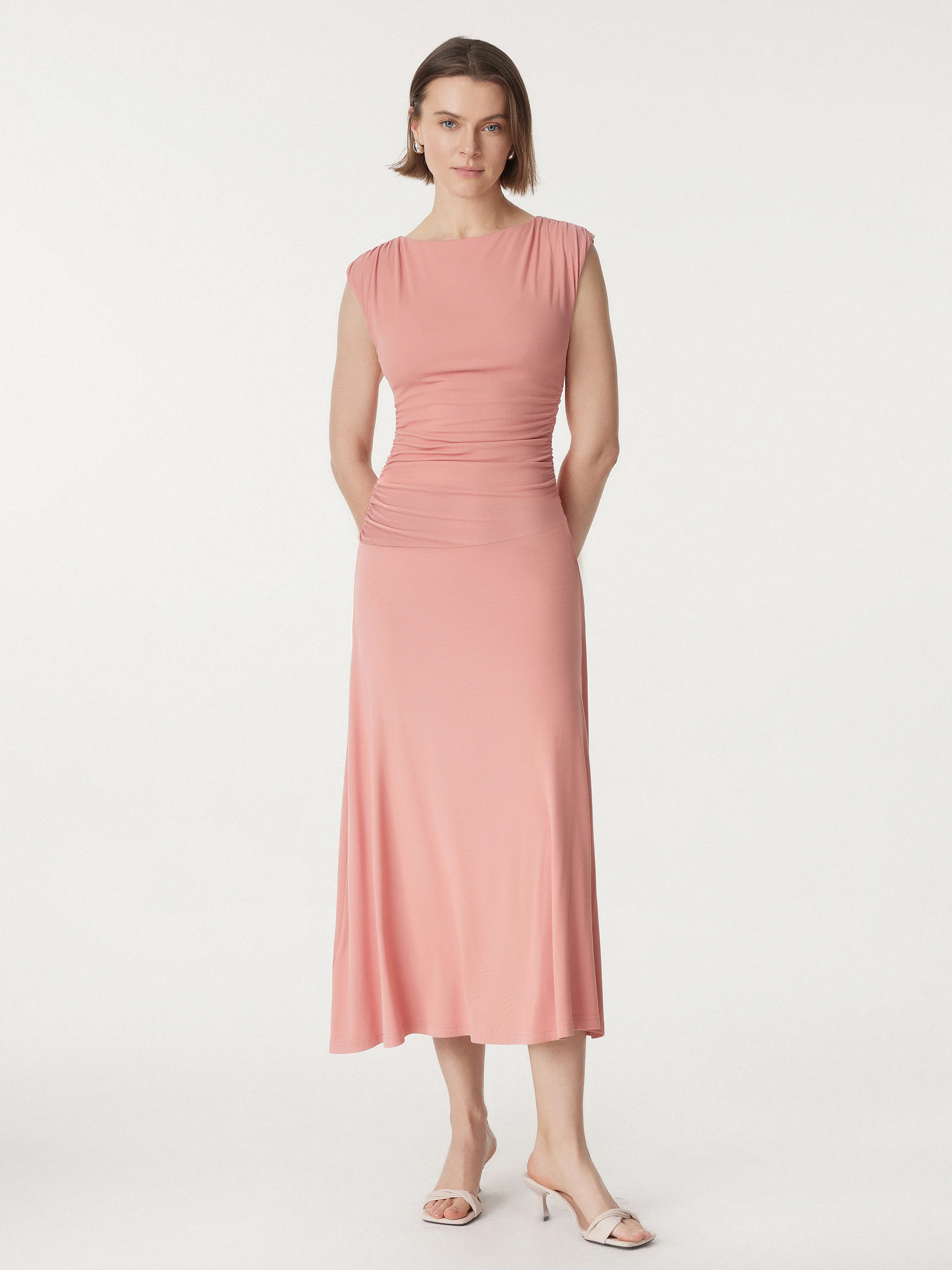 Cooling Side Ruched Maxi Dress