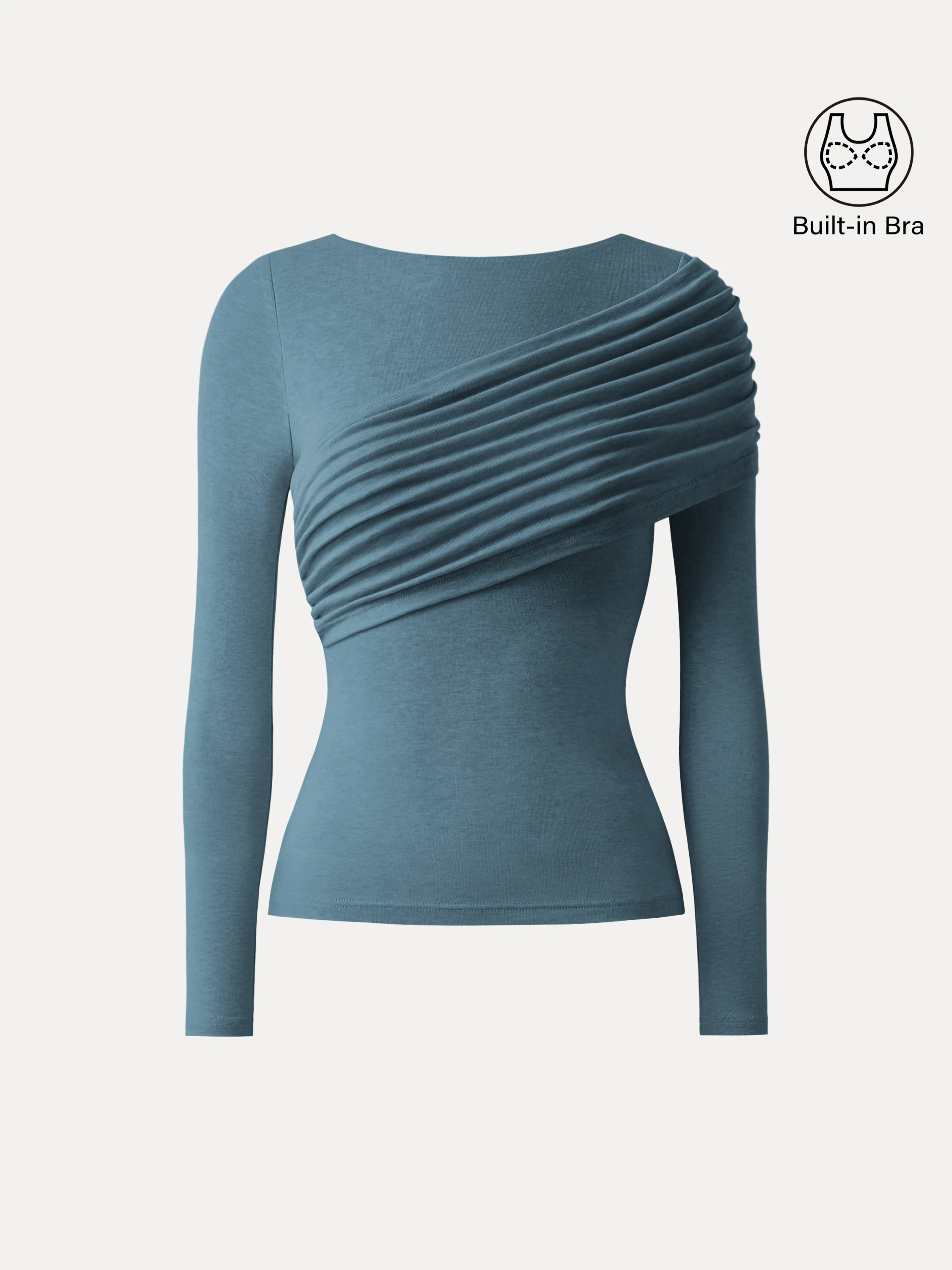 Tencel Wool Gathered Long Sleeve Crop Top
