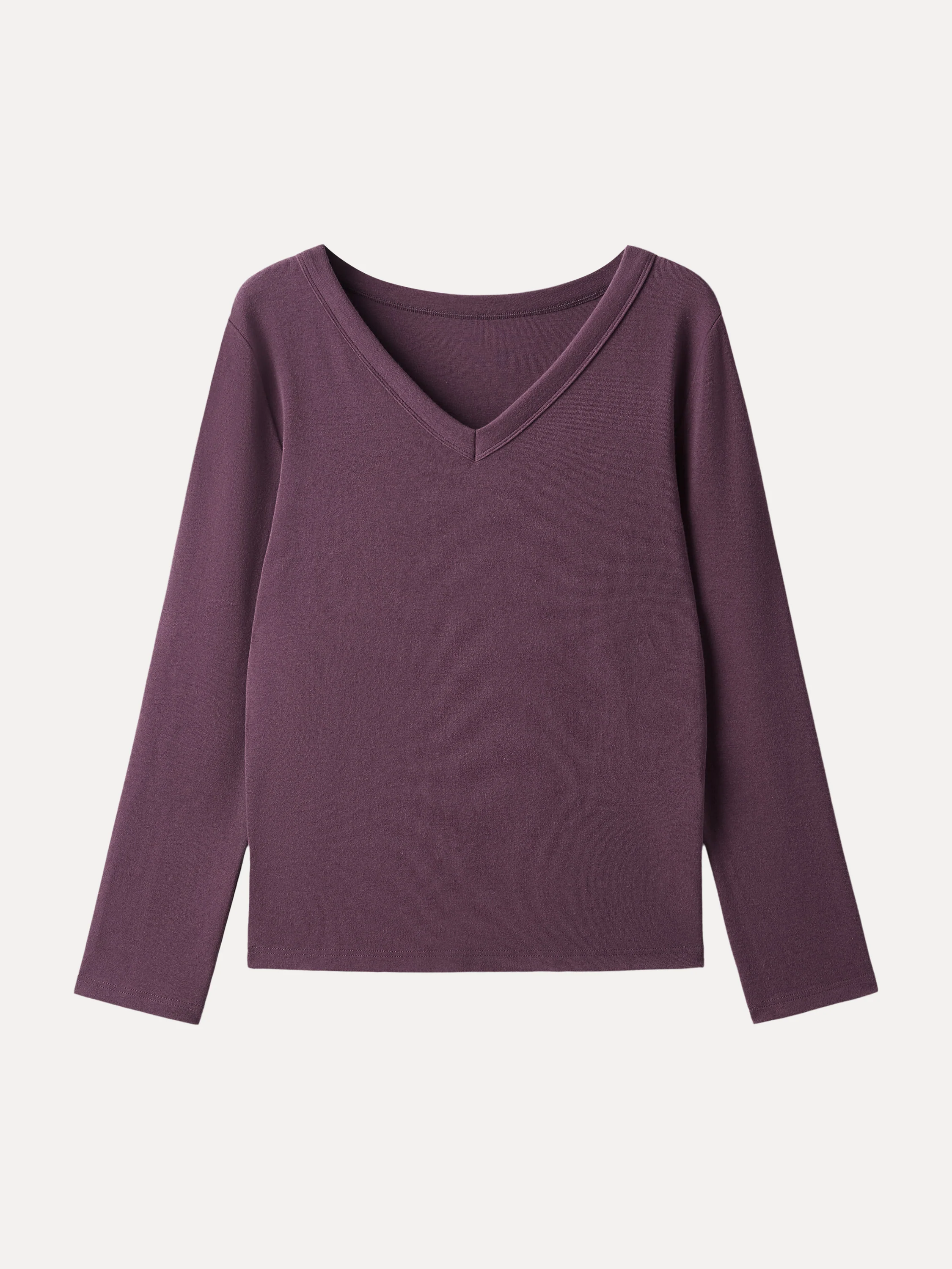V neck Long Sleeve Top with Close fit Hem