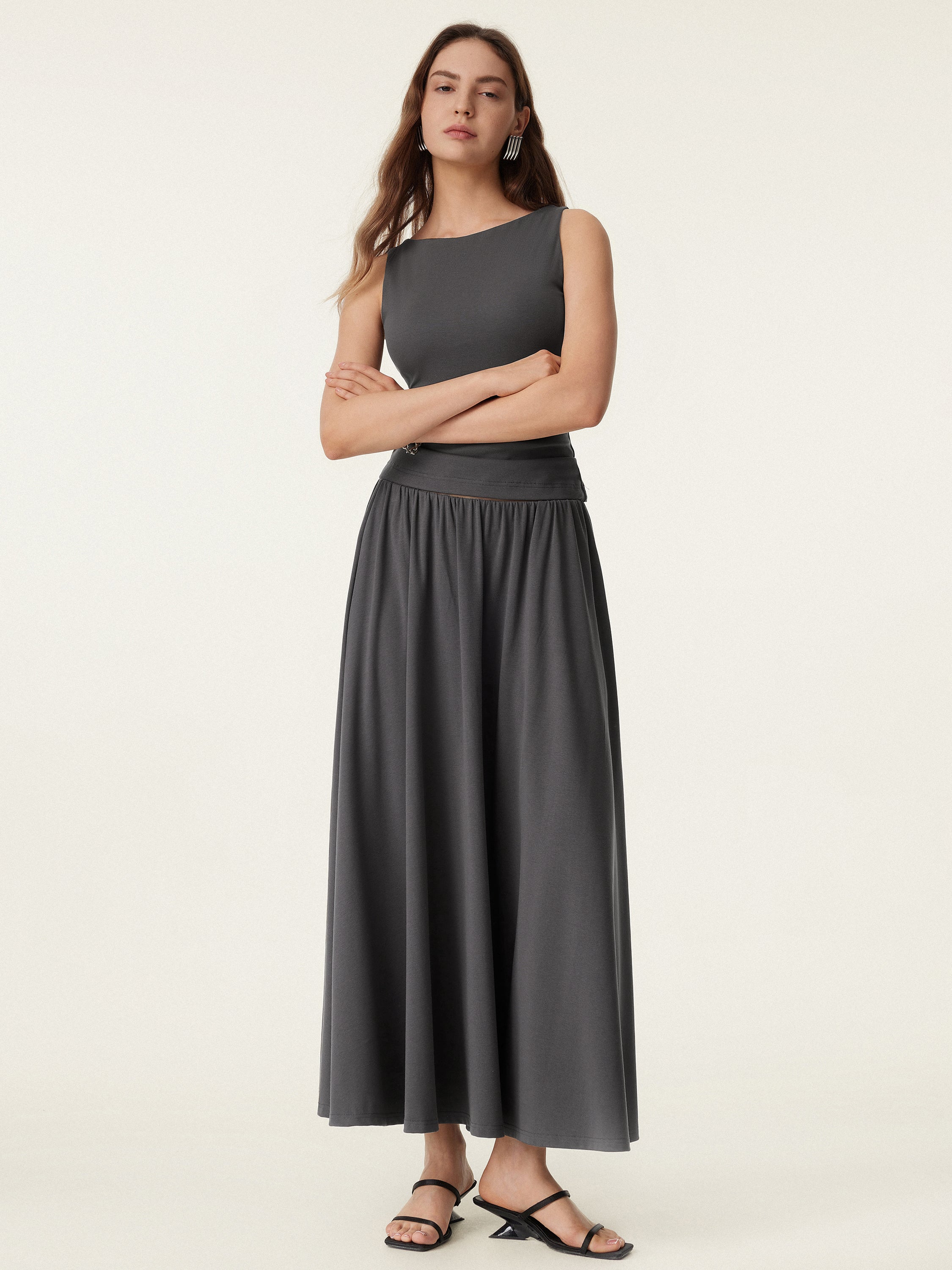 Maxi Skirt with Pockets in Umbrella Style