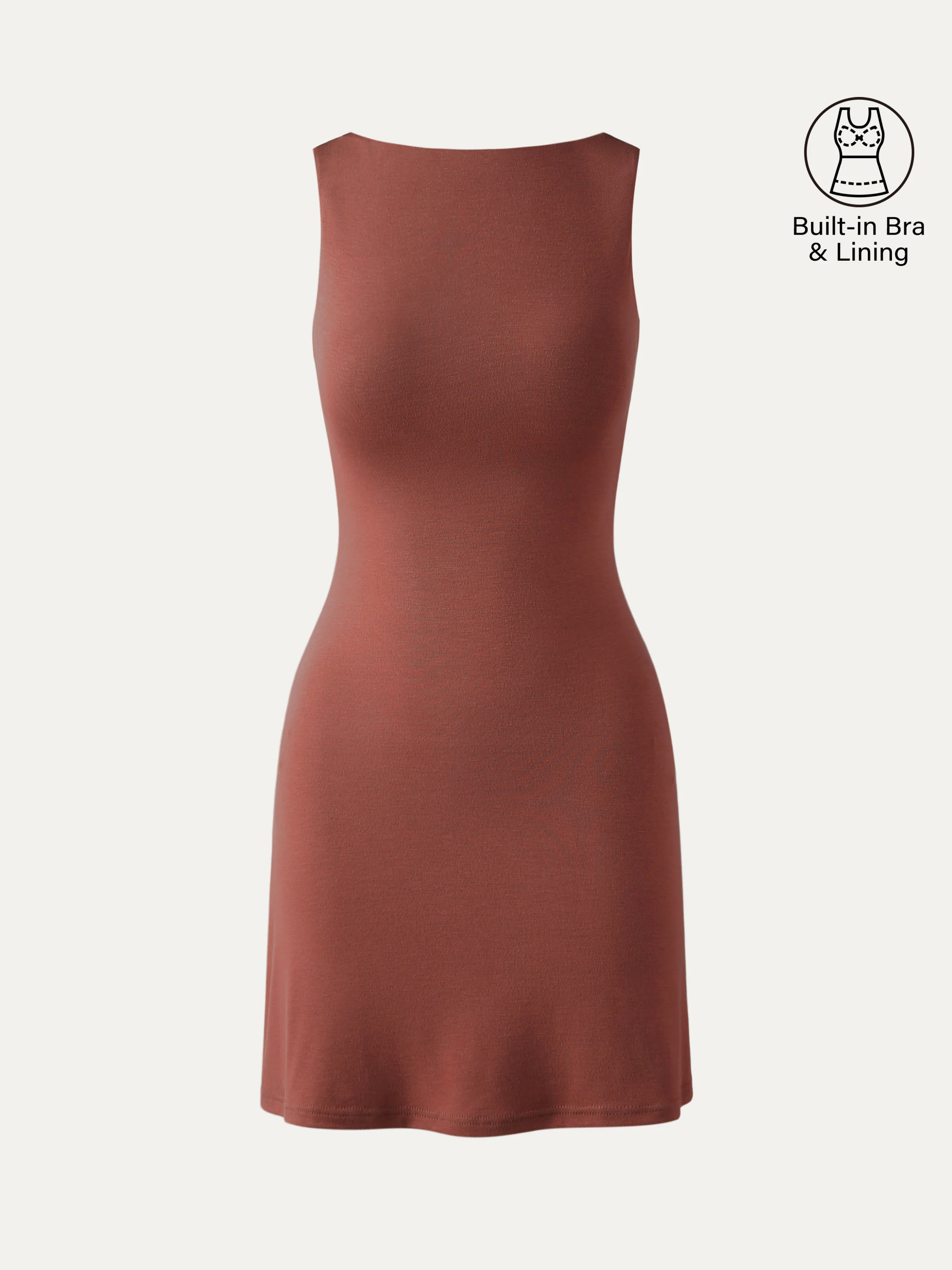 Cooling Open-Back Bandless Mini Dress with Bra Feature