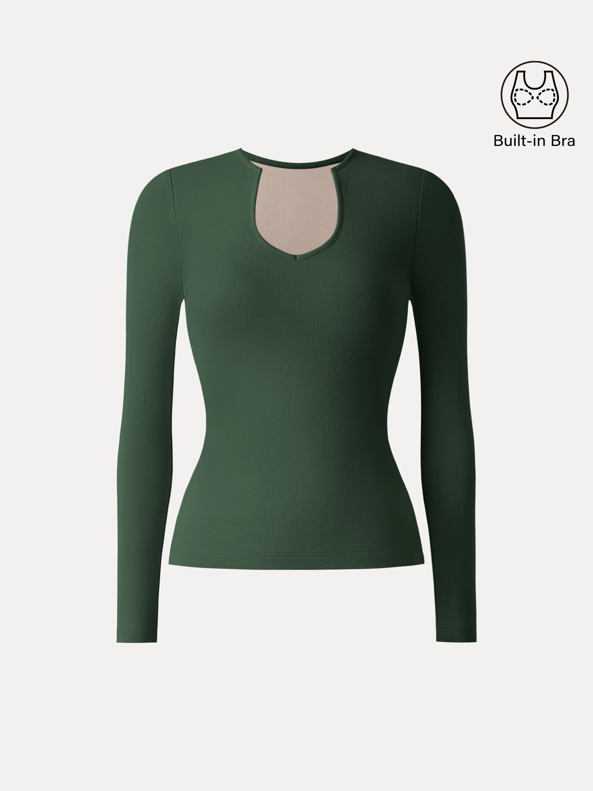 Light Warm Curved V-Neck Long Sleeve Brami Top