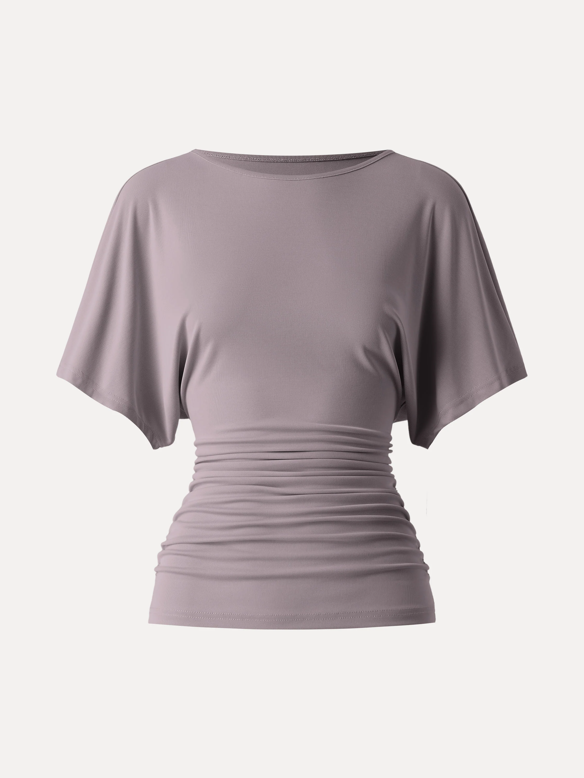 Easy Boatneck Batwing Sleeve Side Ruched Top