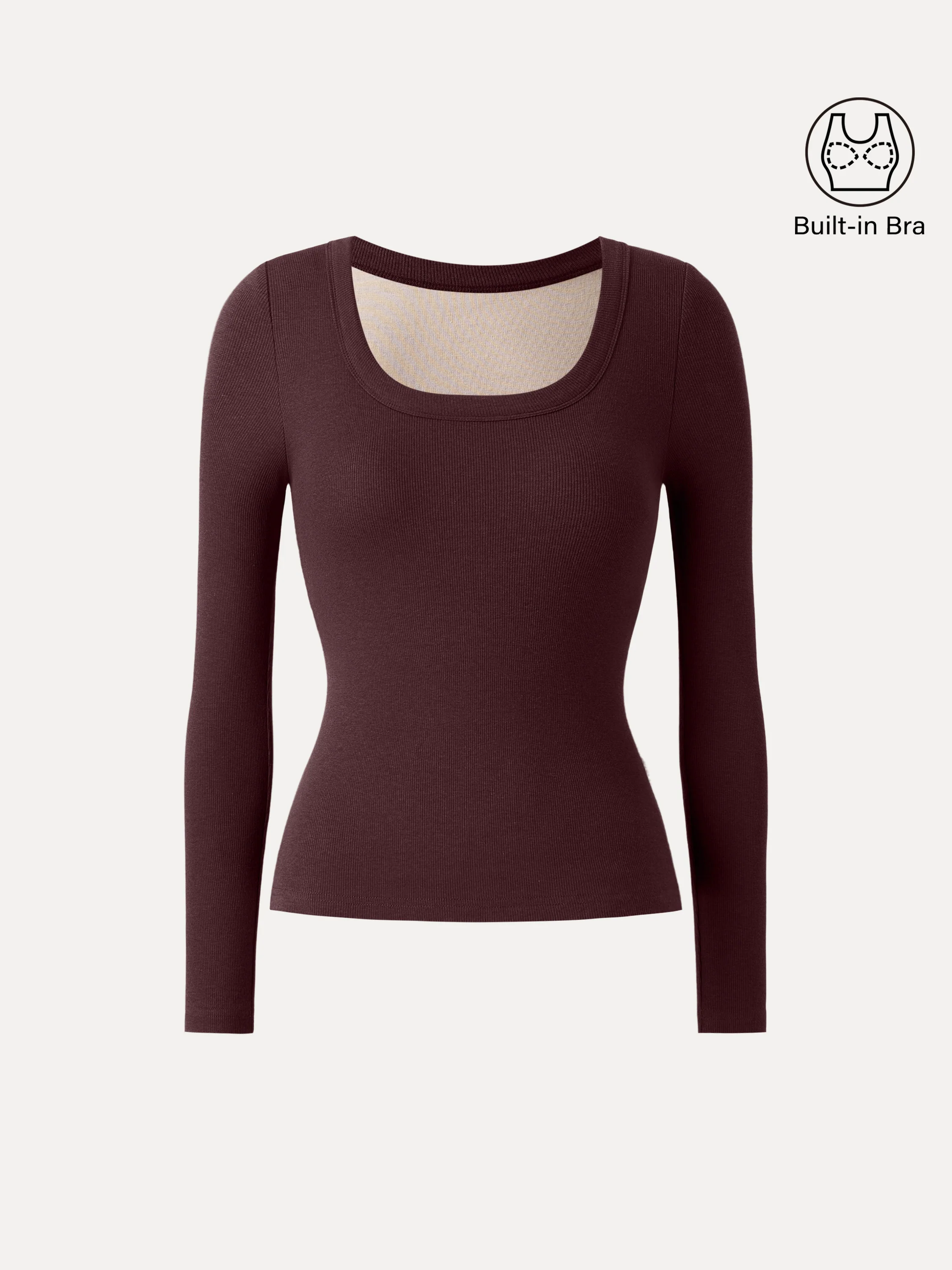 Essential Round Neck Ribbed Long Sleeve Brami