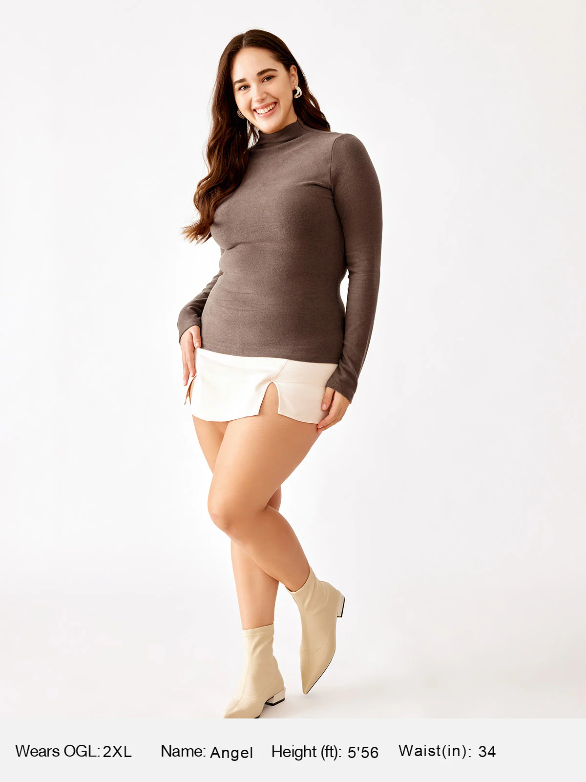 Brushed Mock Neck Hip-Length Top