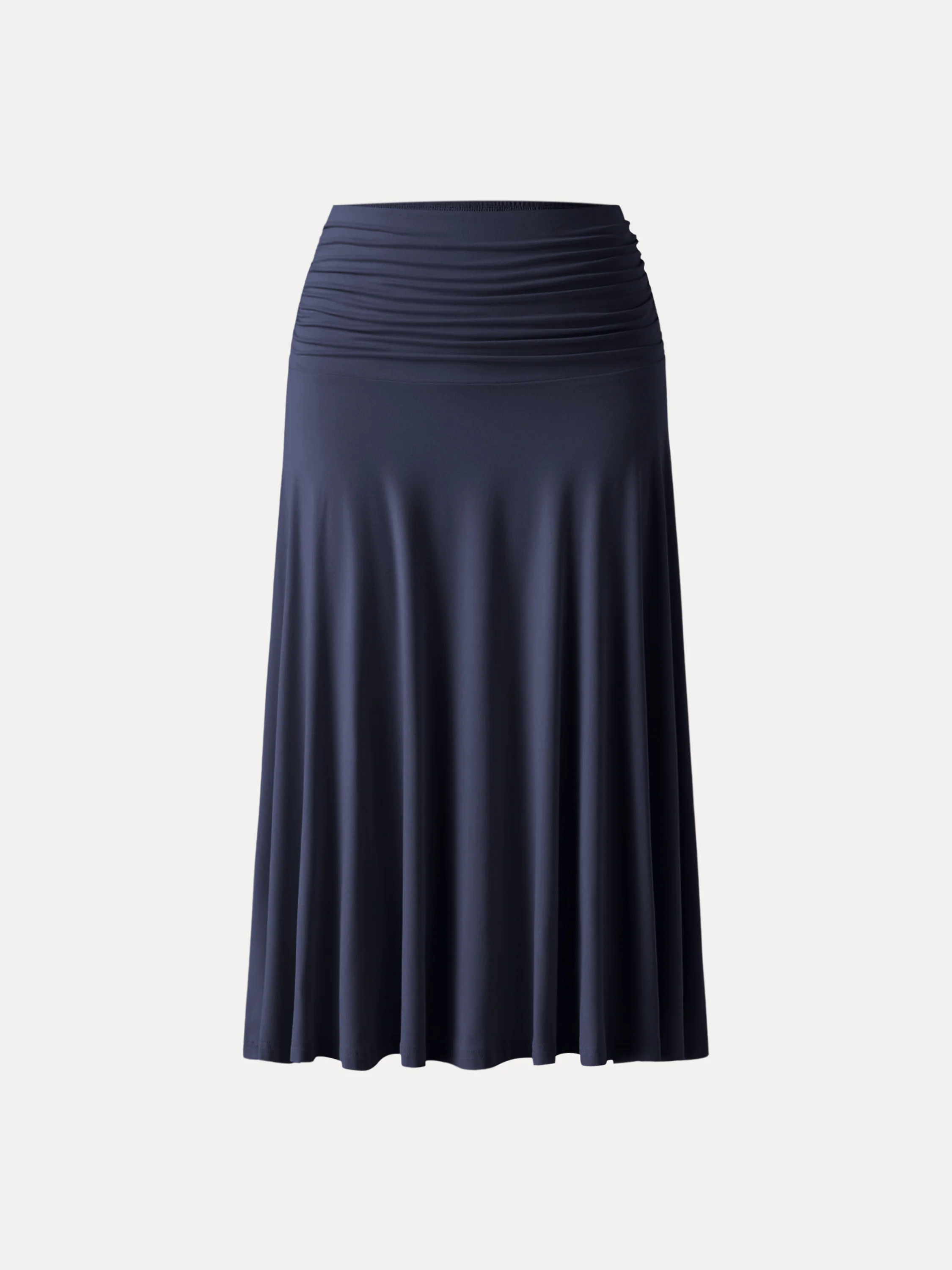 Flowing Side - Ruched A - line Midi Skirt
