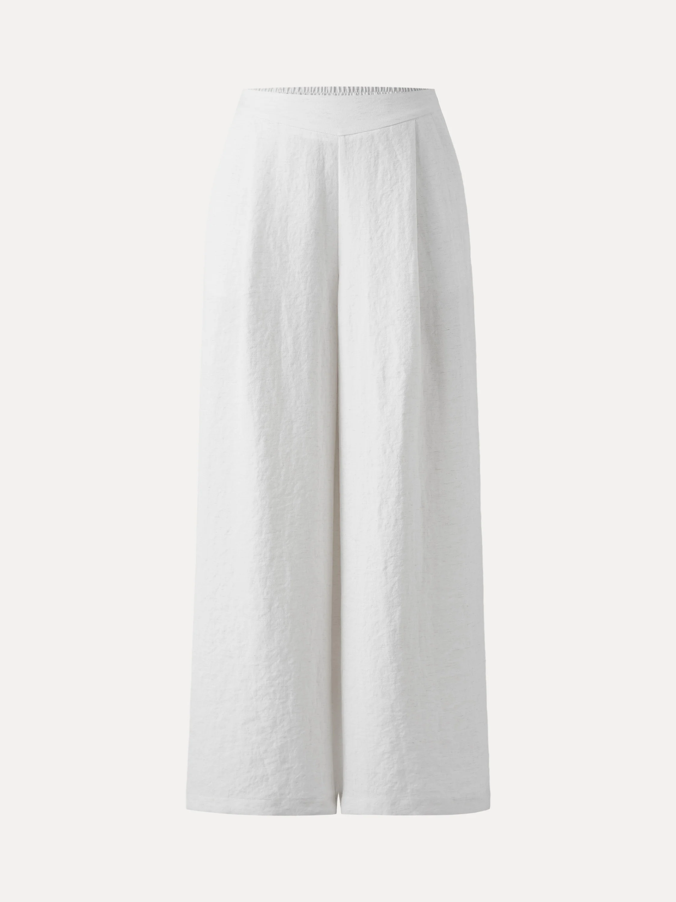 Airy Linen Mid-Rise Wide-Leg Pants with Pockets