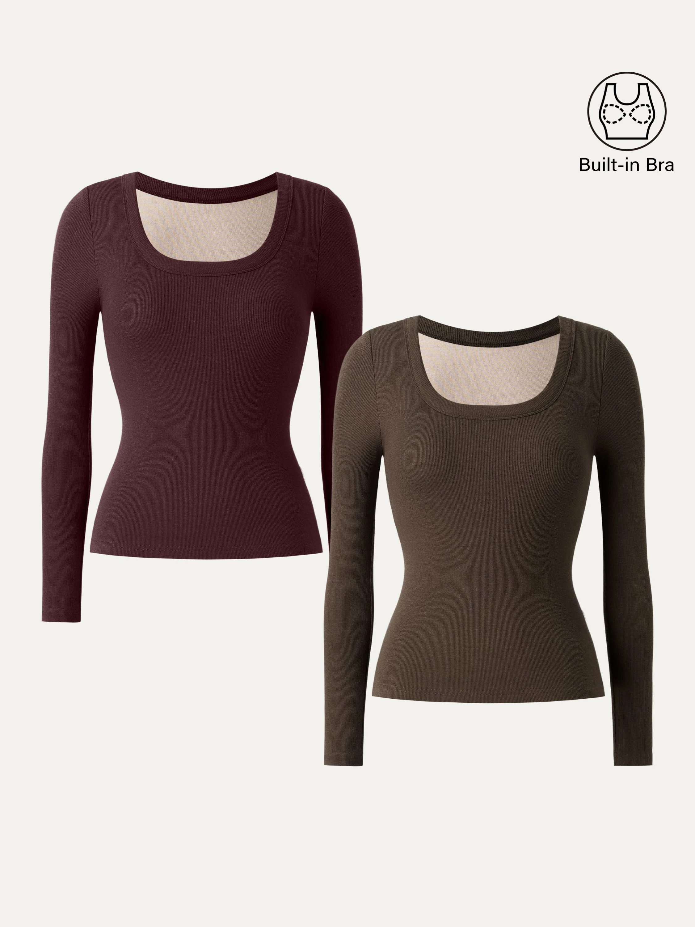 Essential Round Neck Ribbed Long Sleeve Brami
