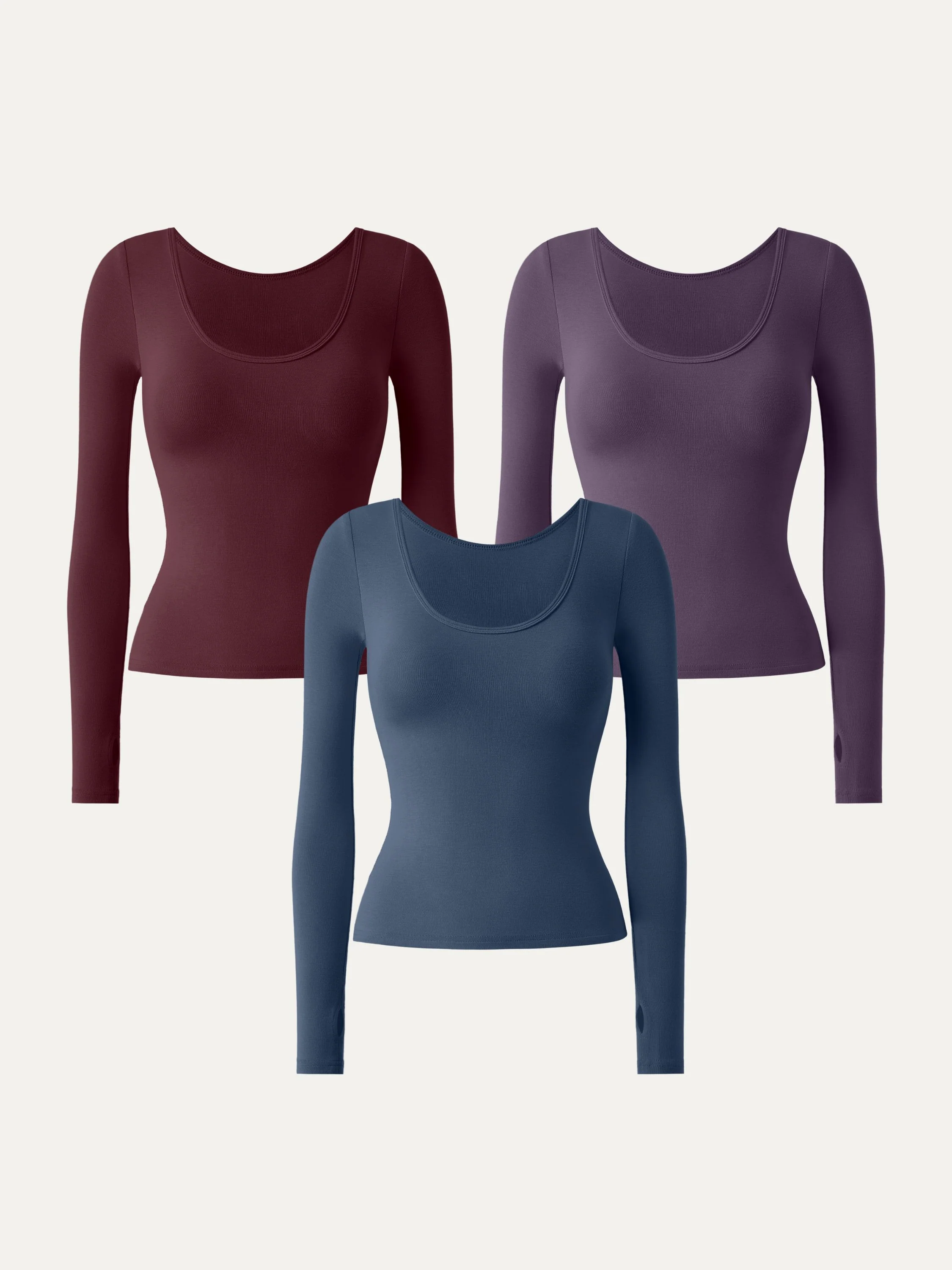 3Pcs Set Essential Lyocell Cashmere Multi-Wear Long Sleeve Top with Thumbholes