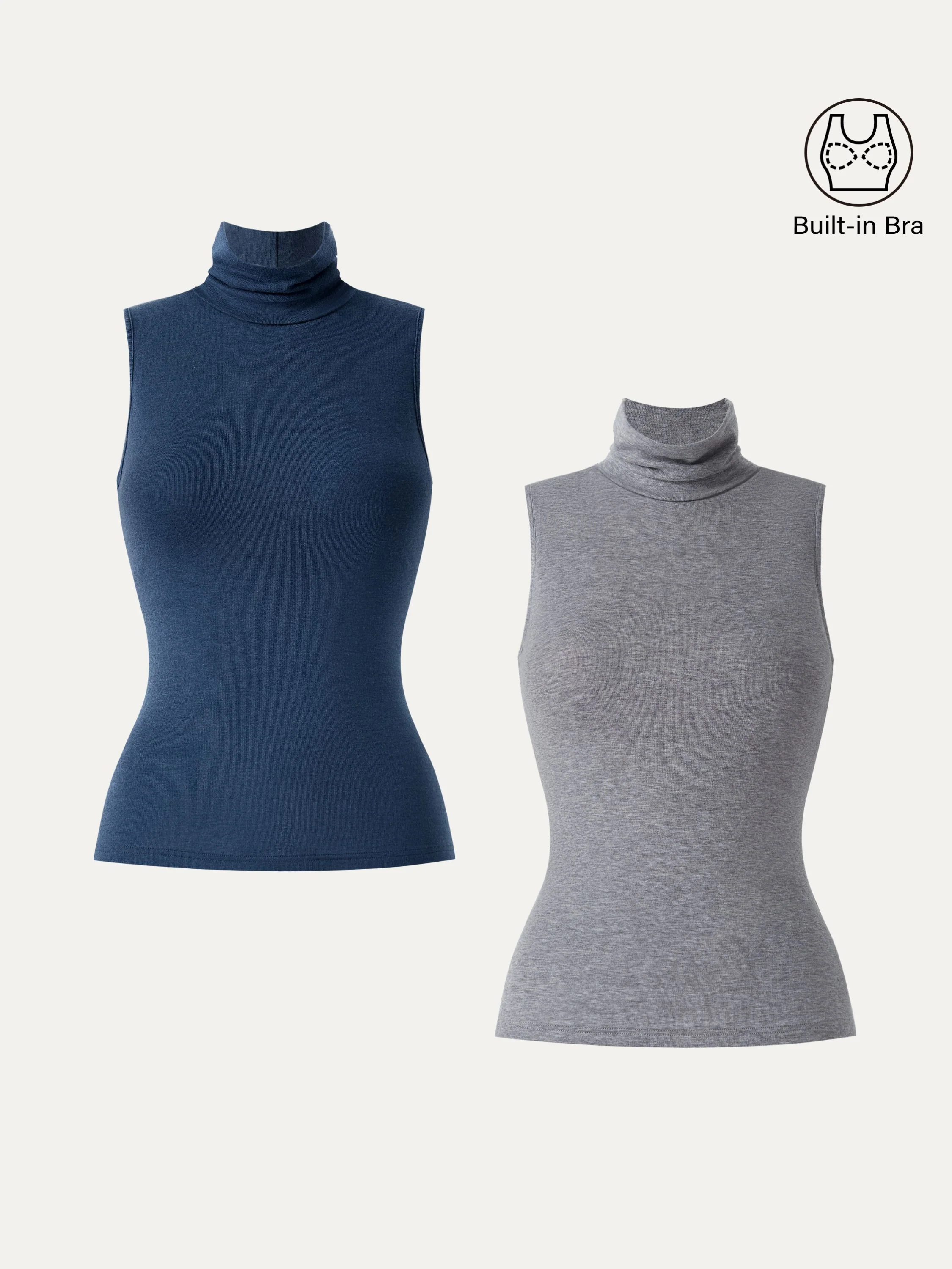 Lyocell Cashmere Sleeveless High - Neck Crop Top