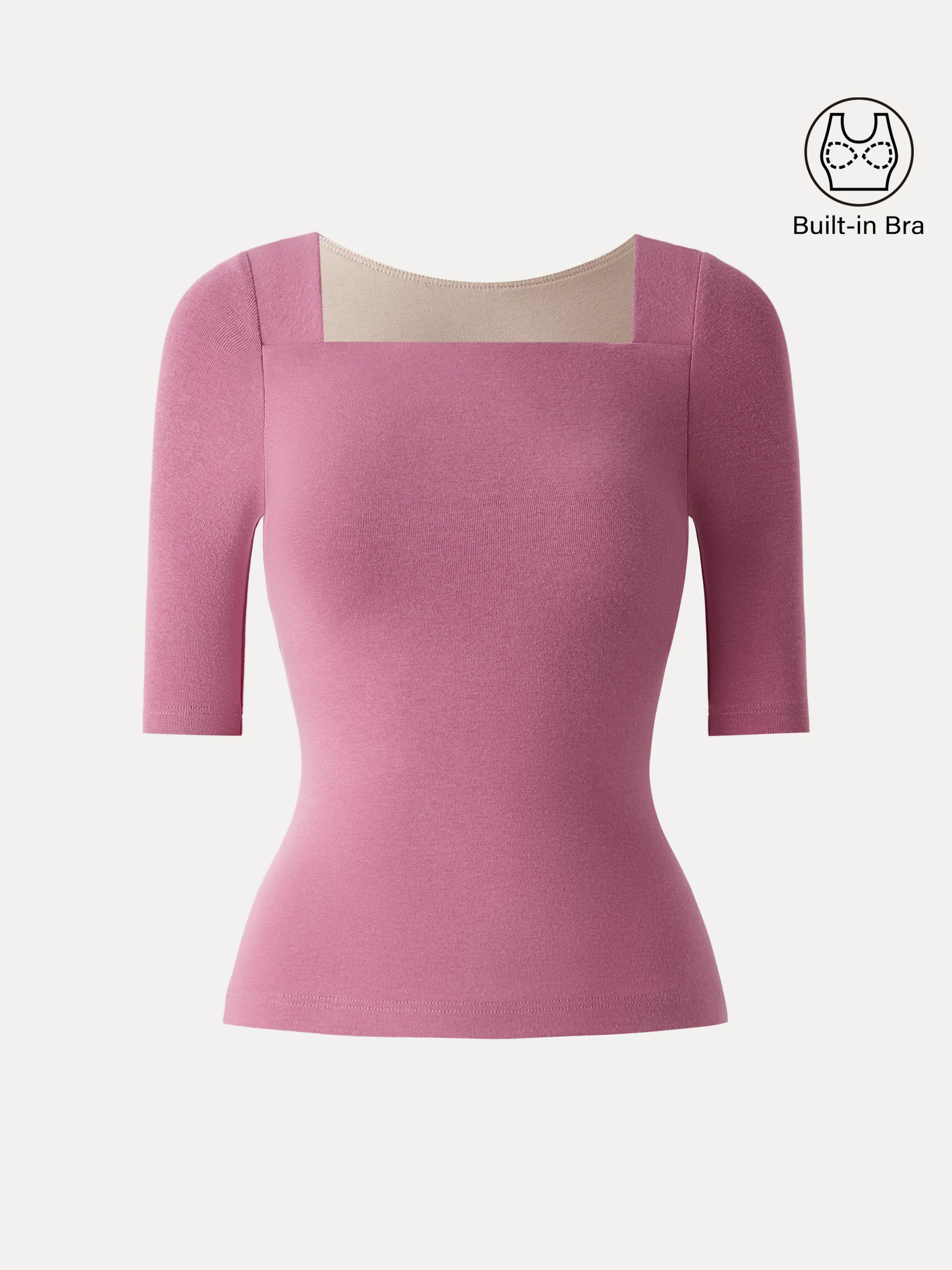 Essential Square Neck Elbow Length Sleeve Brami