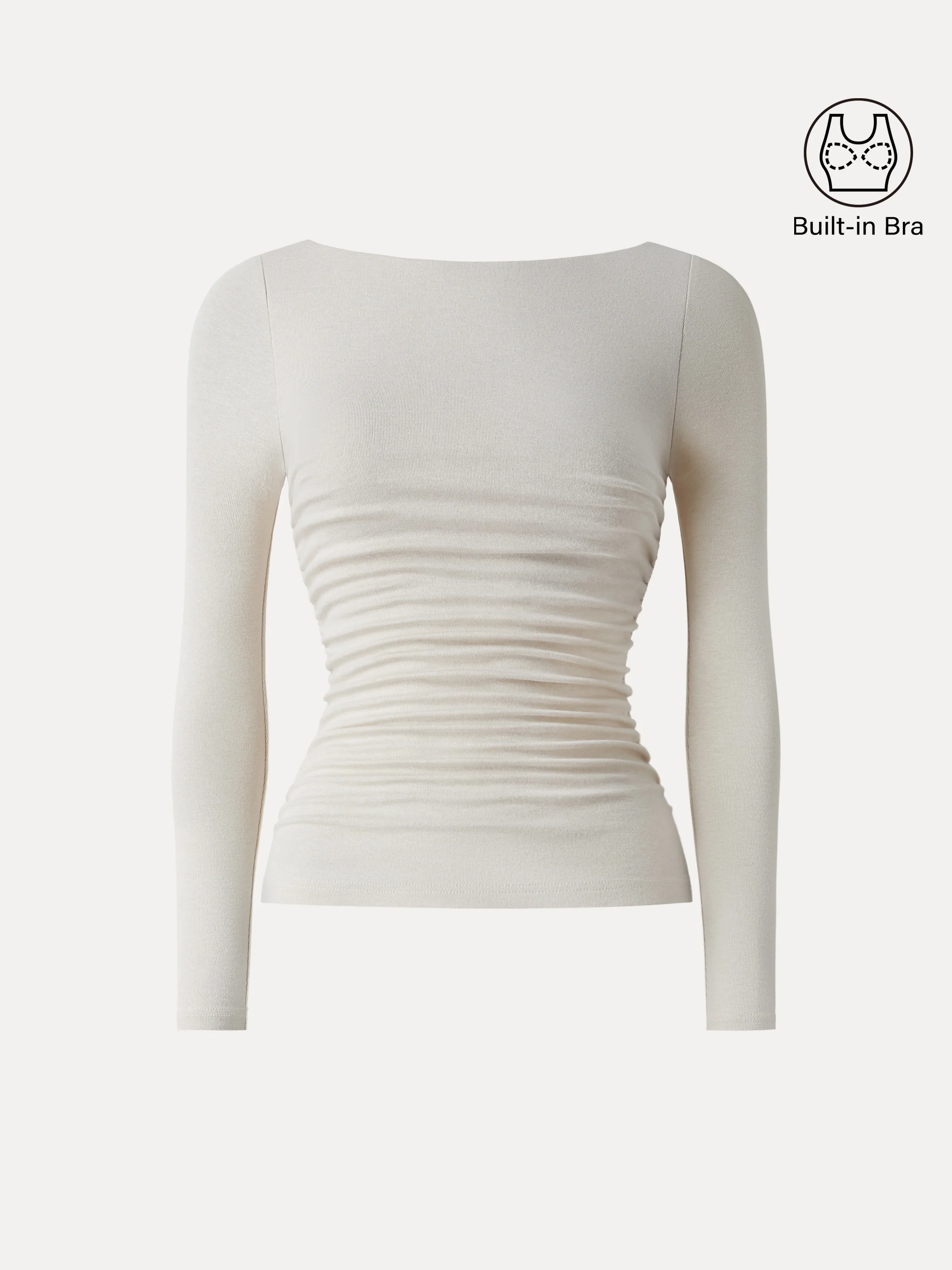 Light Warm Boatneck Ruched Brami Top