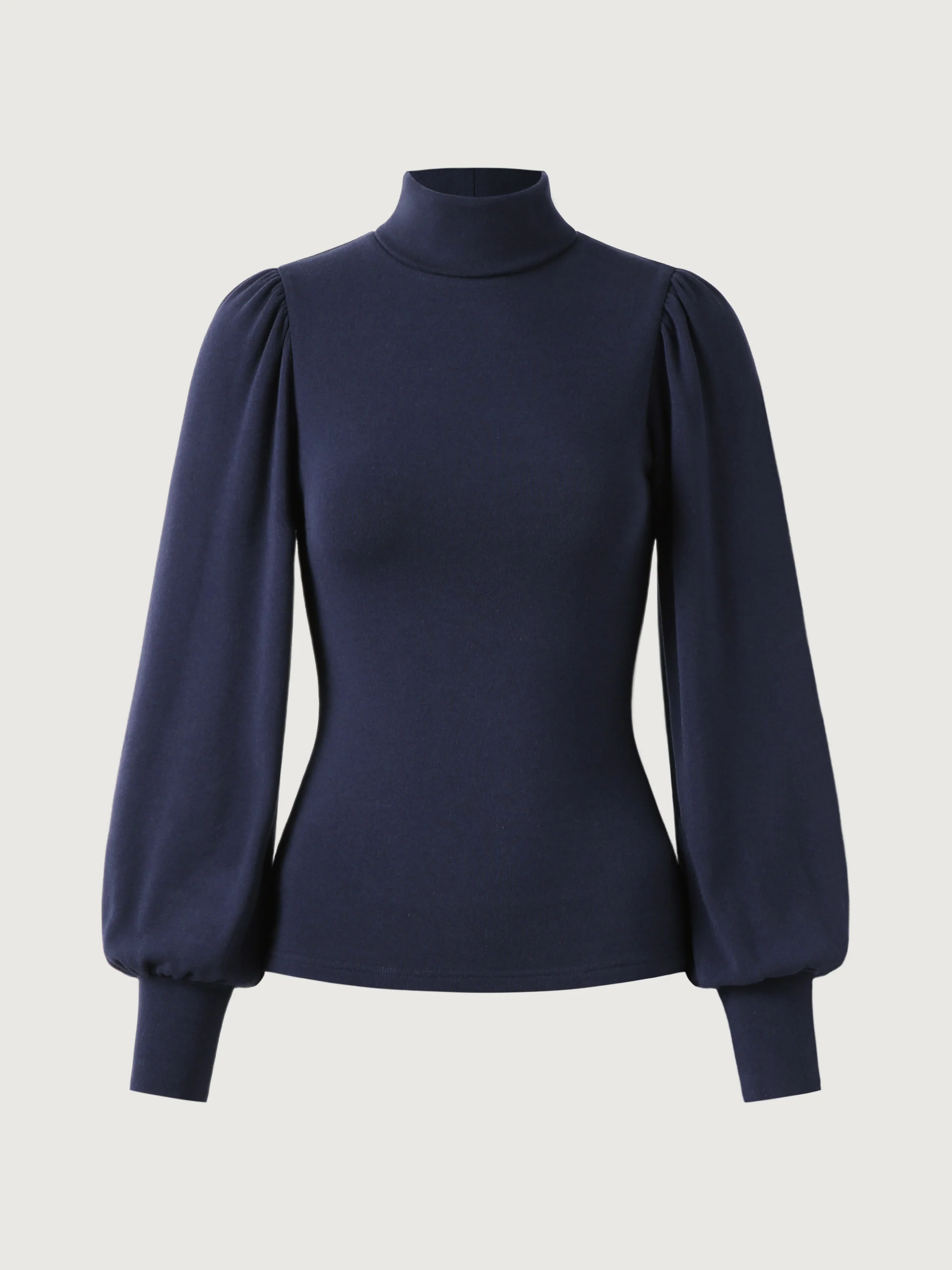Turtleneck Puffed Sleeve Top