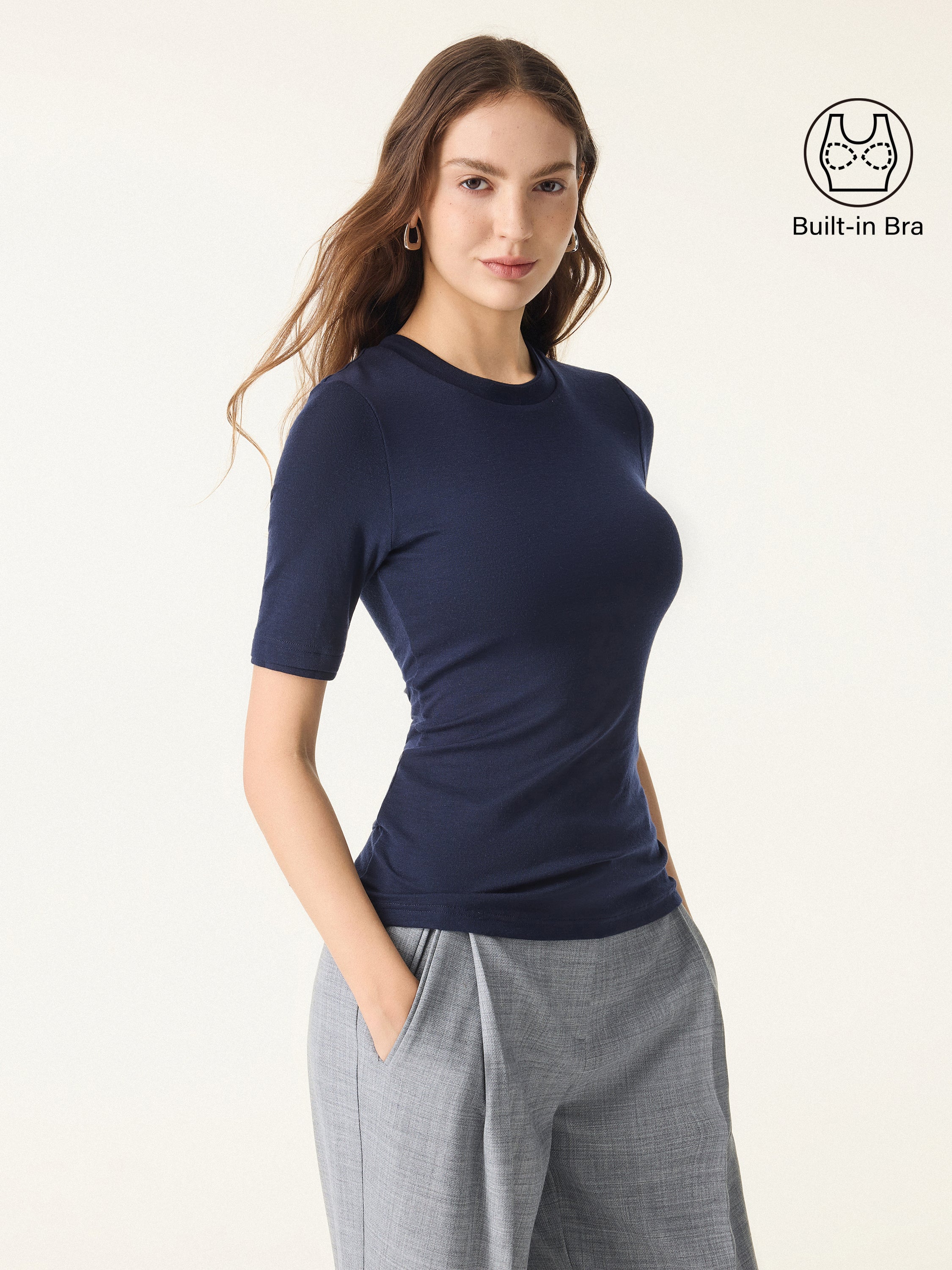 Lyocell Cashmere Crewneck Layered Cuff Brami