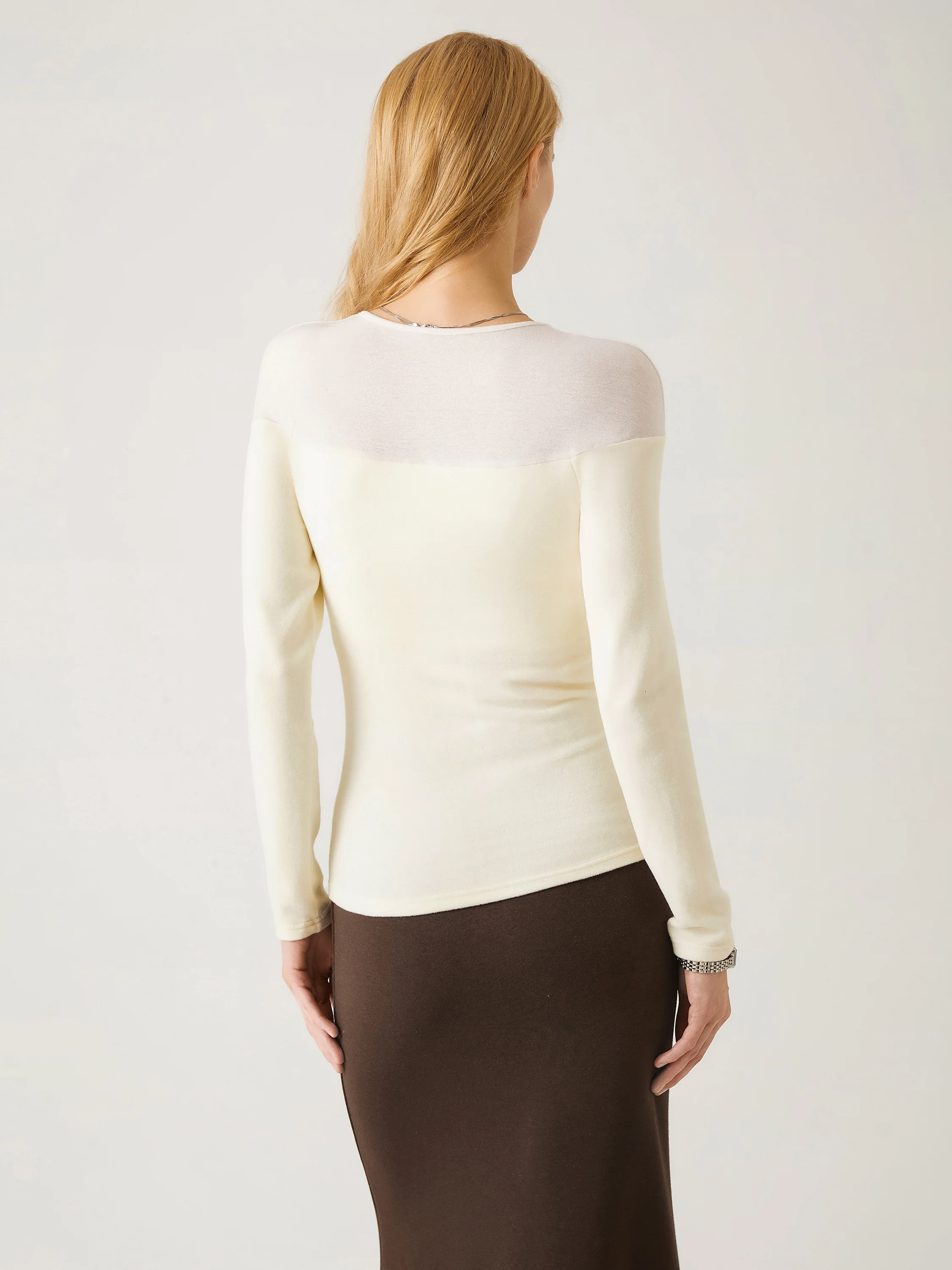 Tencel Wool Sheer Shoulder Crop Top