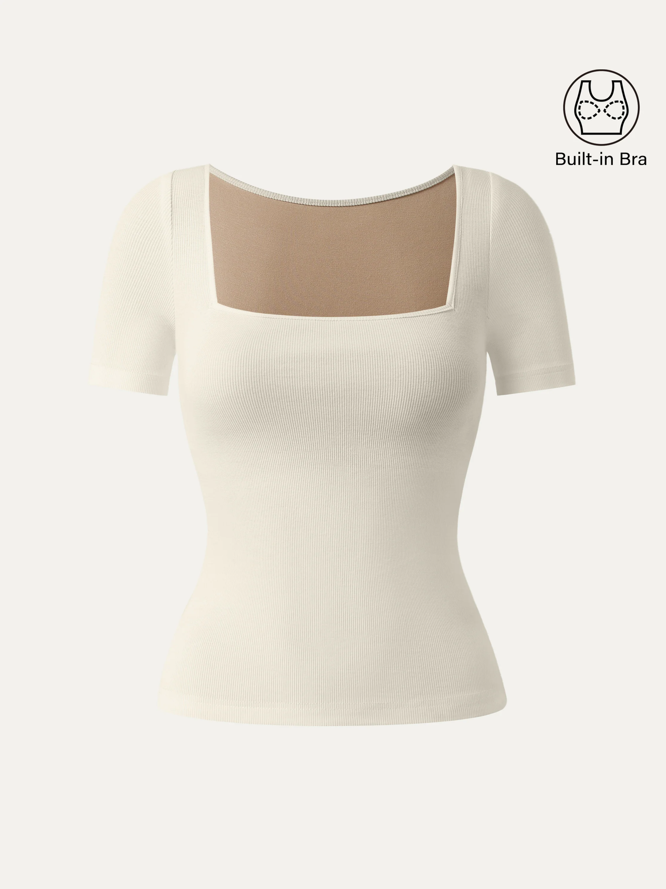 Square Neck Short Sleeve Cotton Breathable Bra