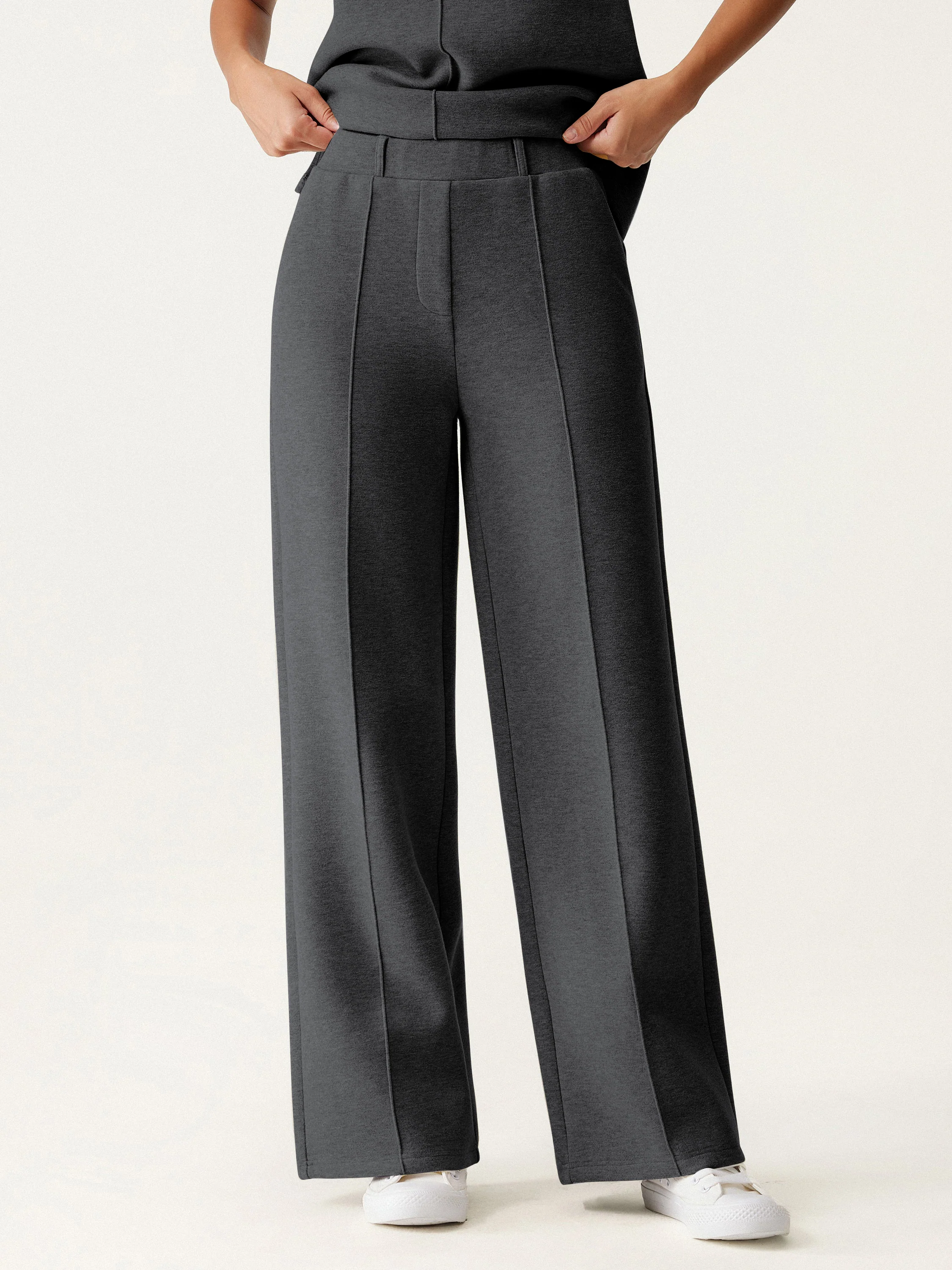 High-Waisted Straight-Leg Pull-On Trousers