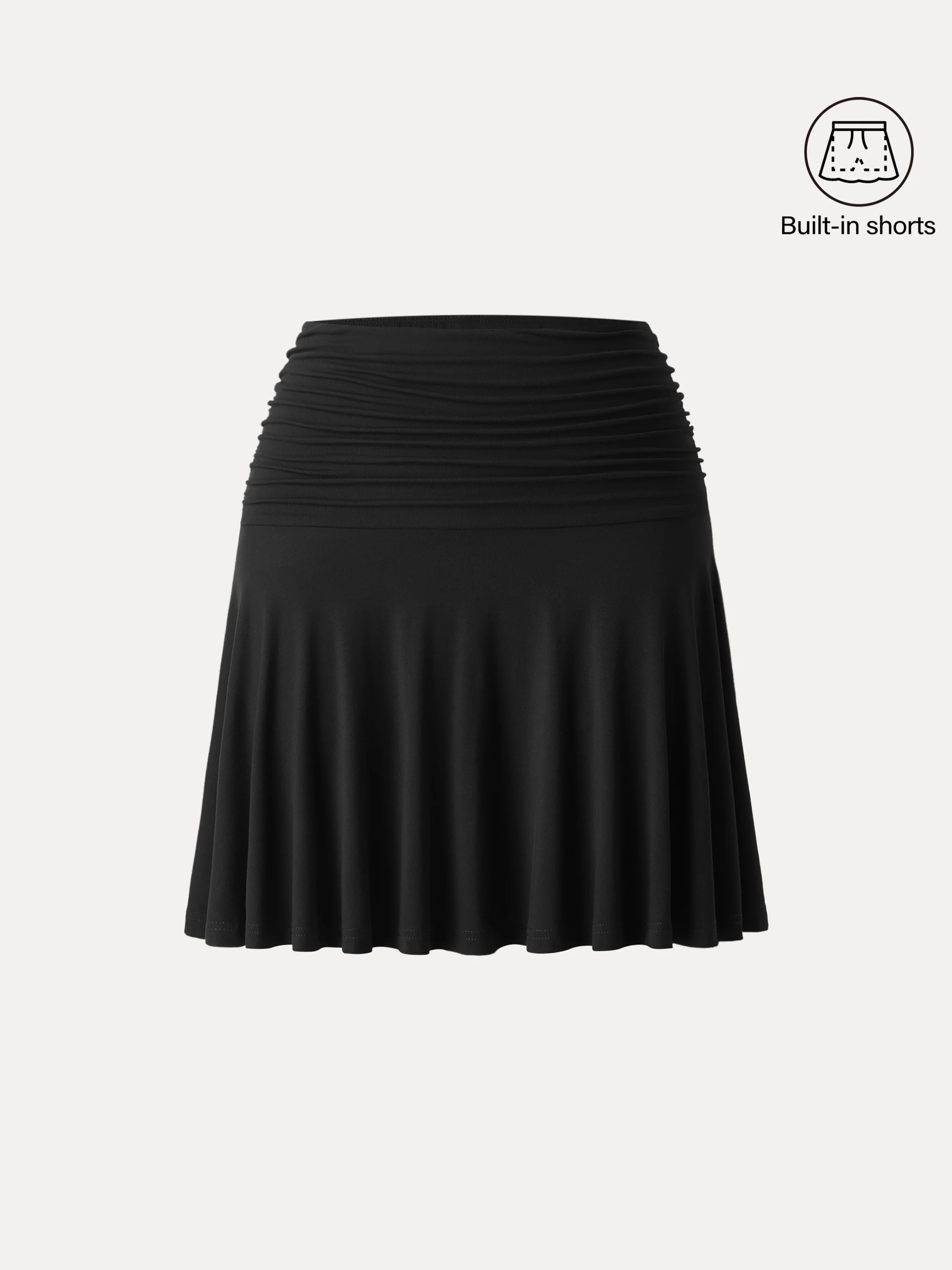 Ruched Mini Circle Skirt with Lined Shorts