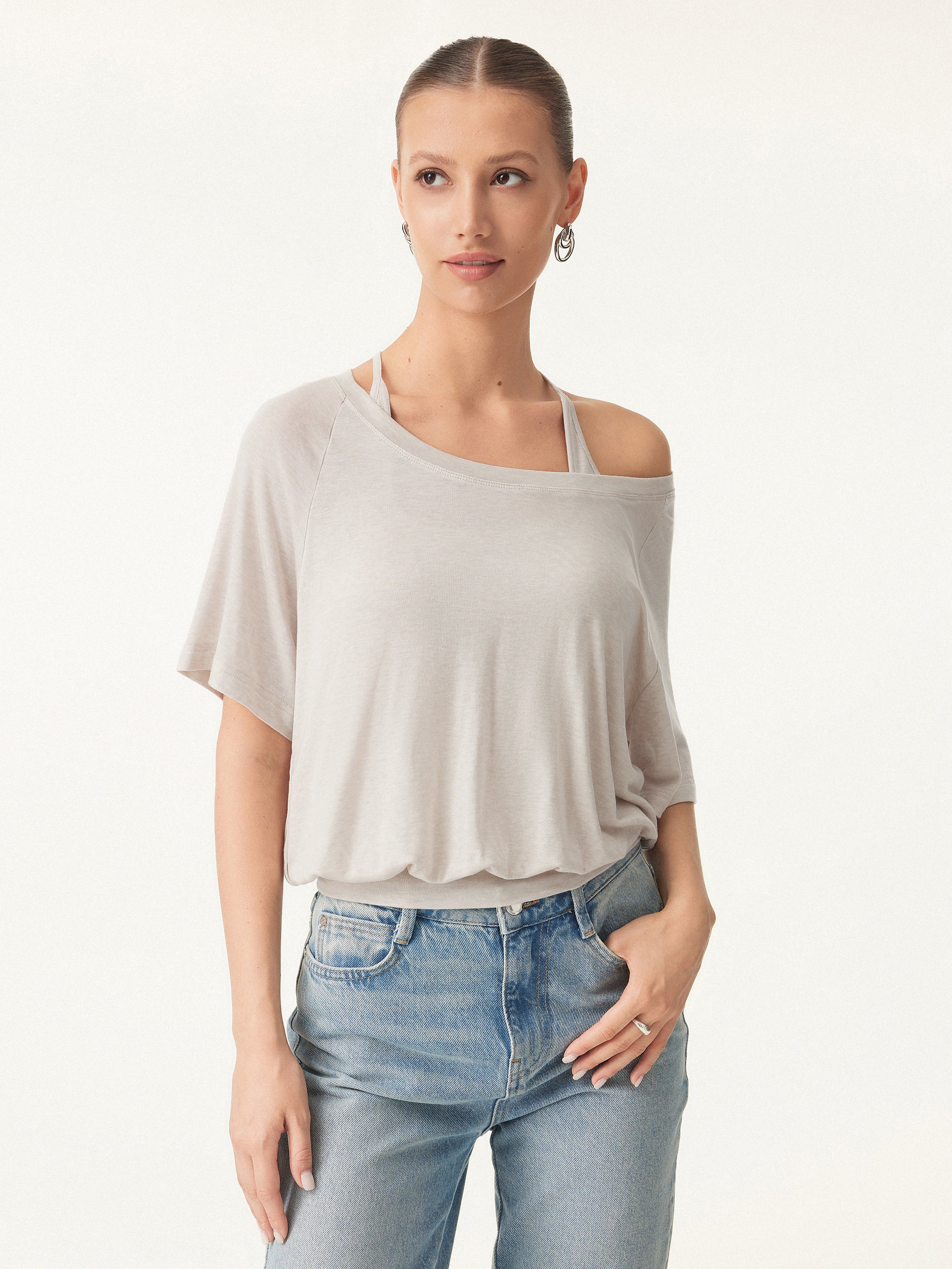 Lyocell Wool Boatneck 2-in-1 Brami Top