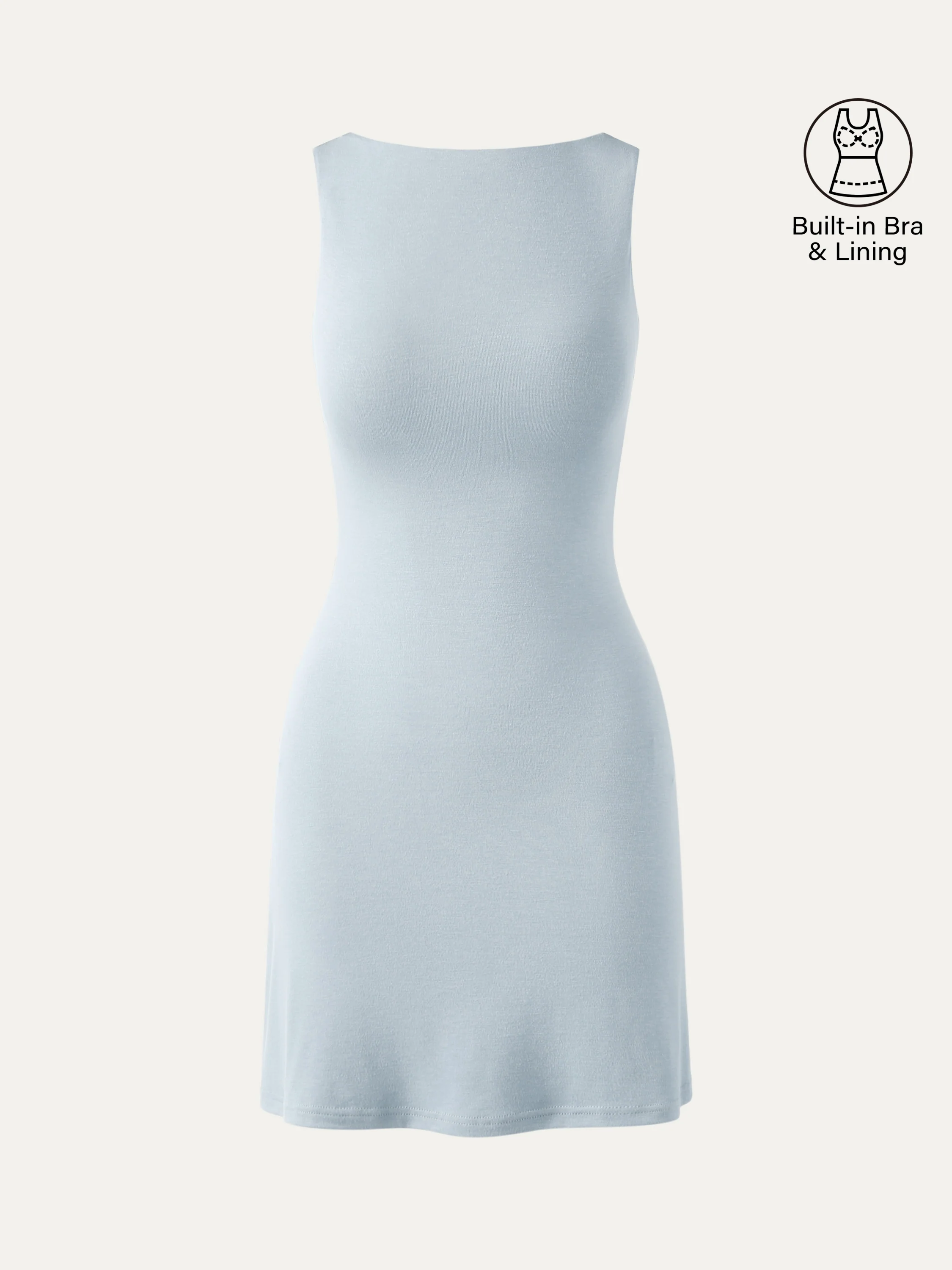 Cooling Open-Back Bandless Mini Dress with Bra Feature