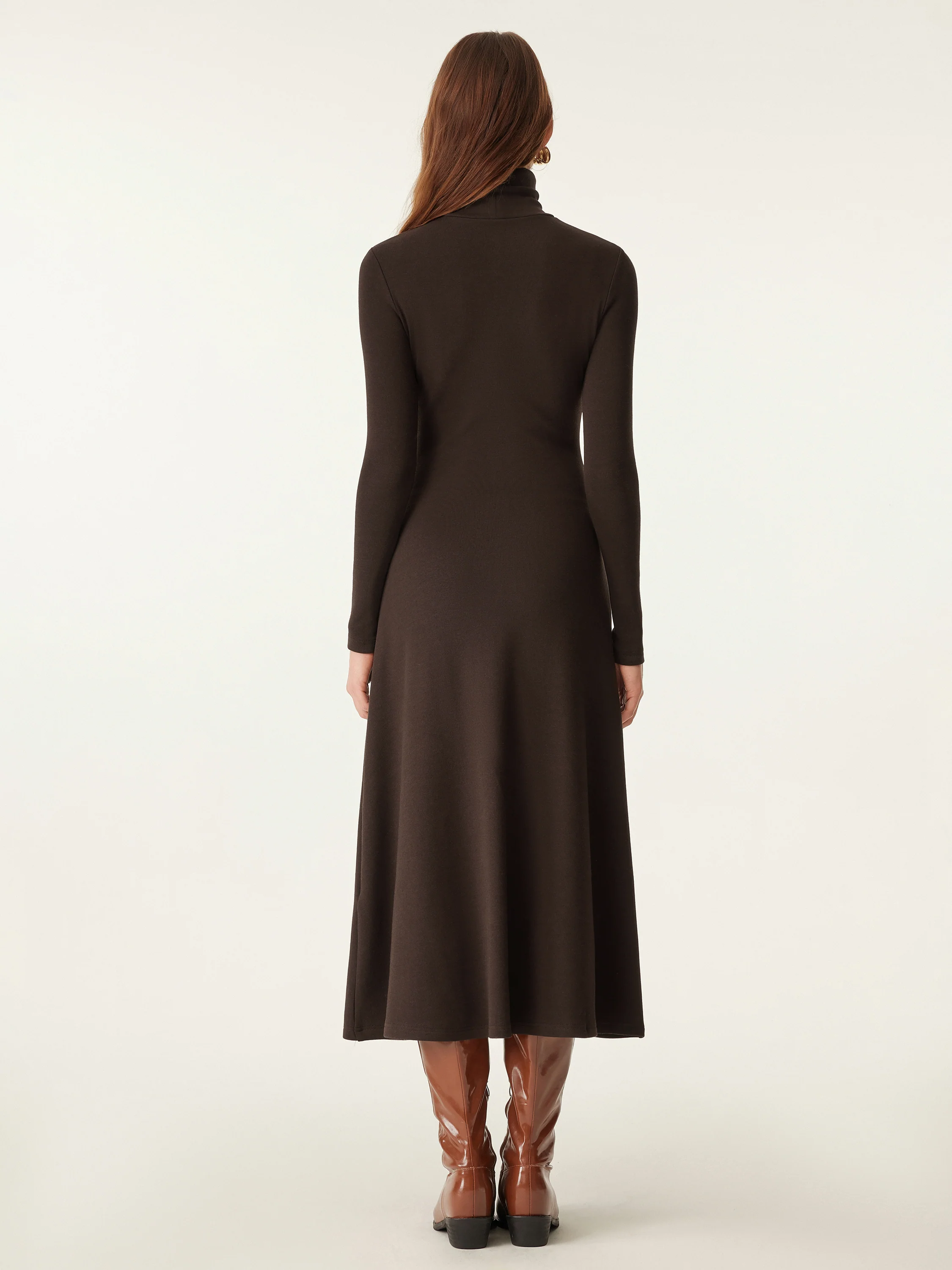 Heated Turtleneck Midi Dress