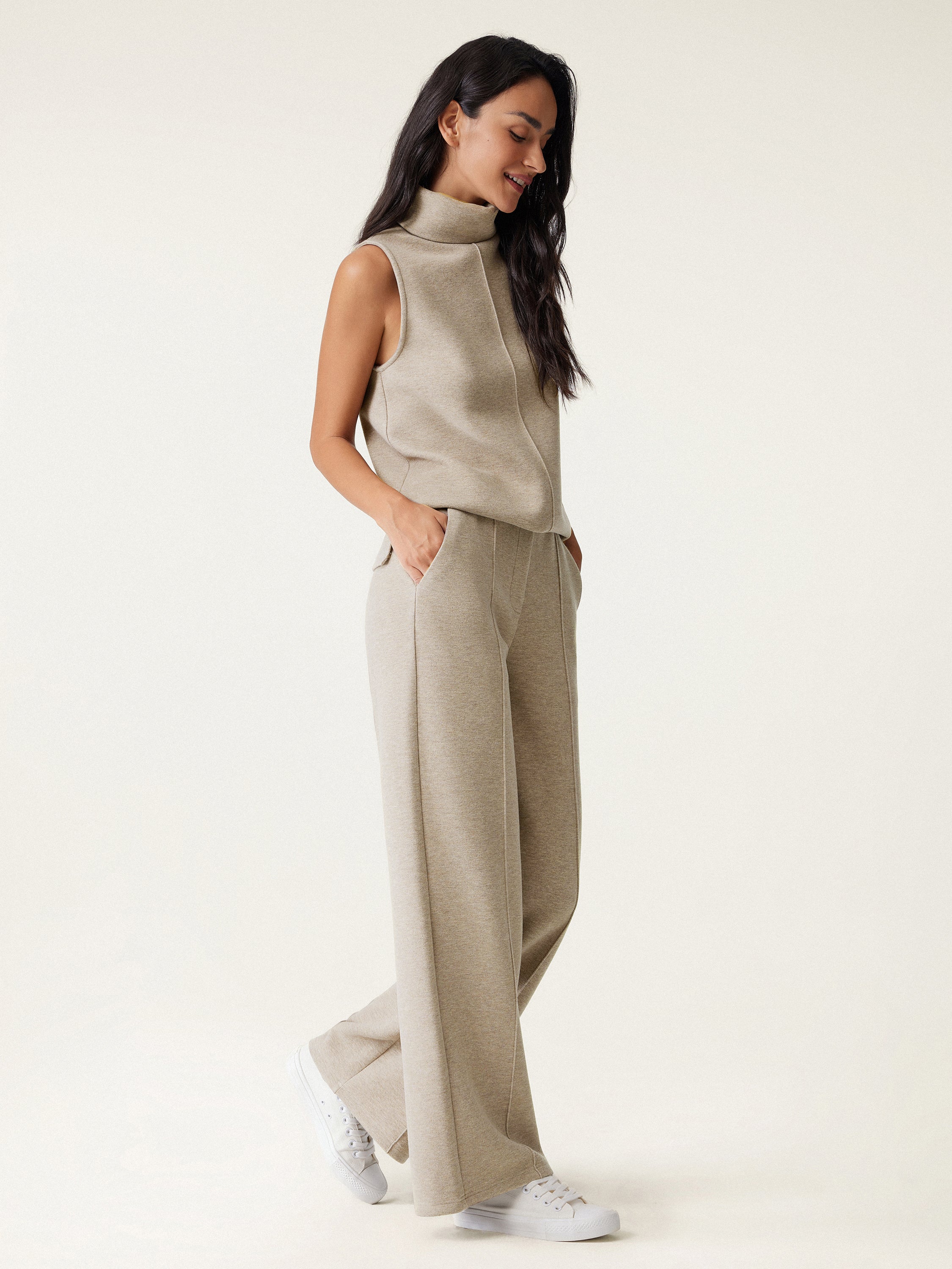High-Waisted Straight-Leg Pull-On Trousers