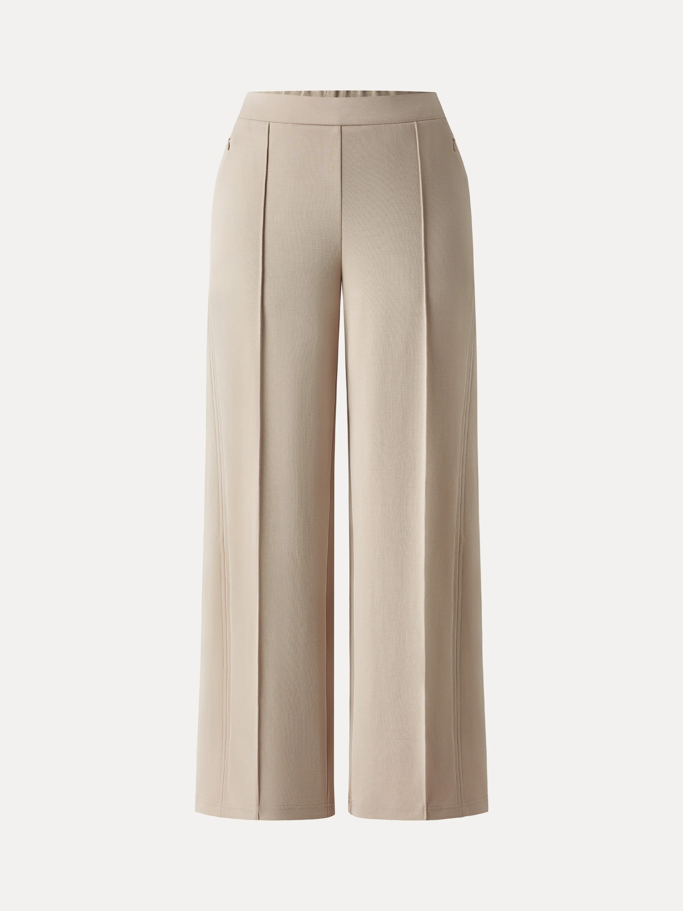Wrinkle-Resistant Mid Rise Wide Leg Pants with Pockets