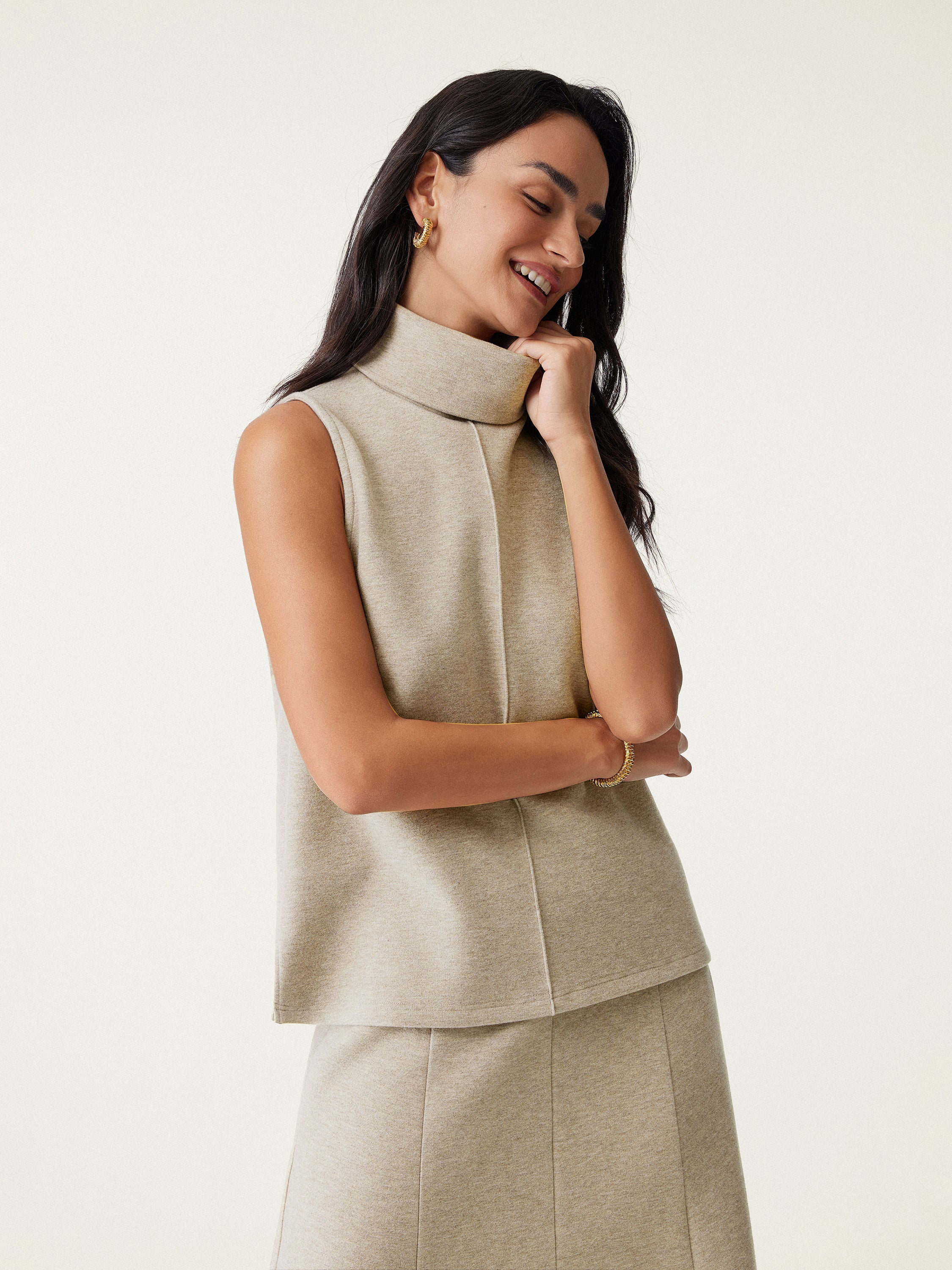 Turtleneck Split-Hem Top