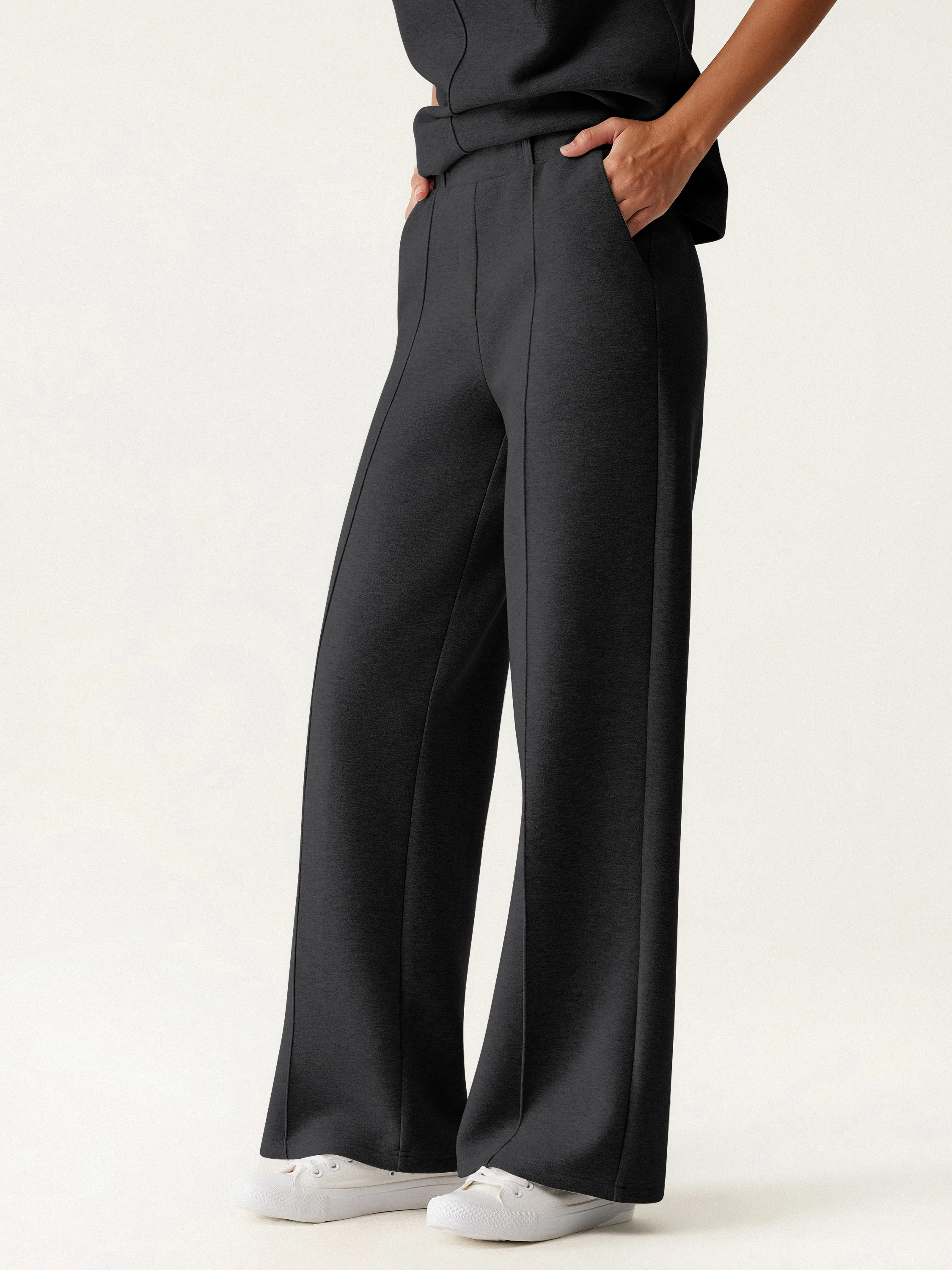 High-Waisted Straight-Leg Pull-On Trousers