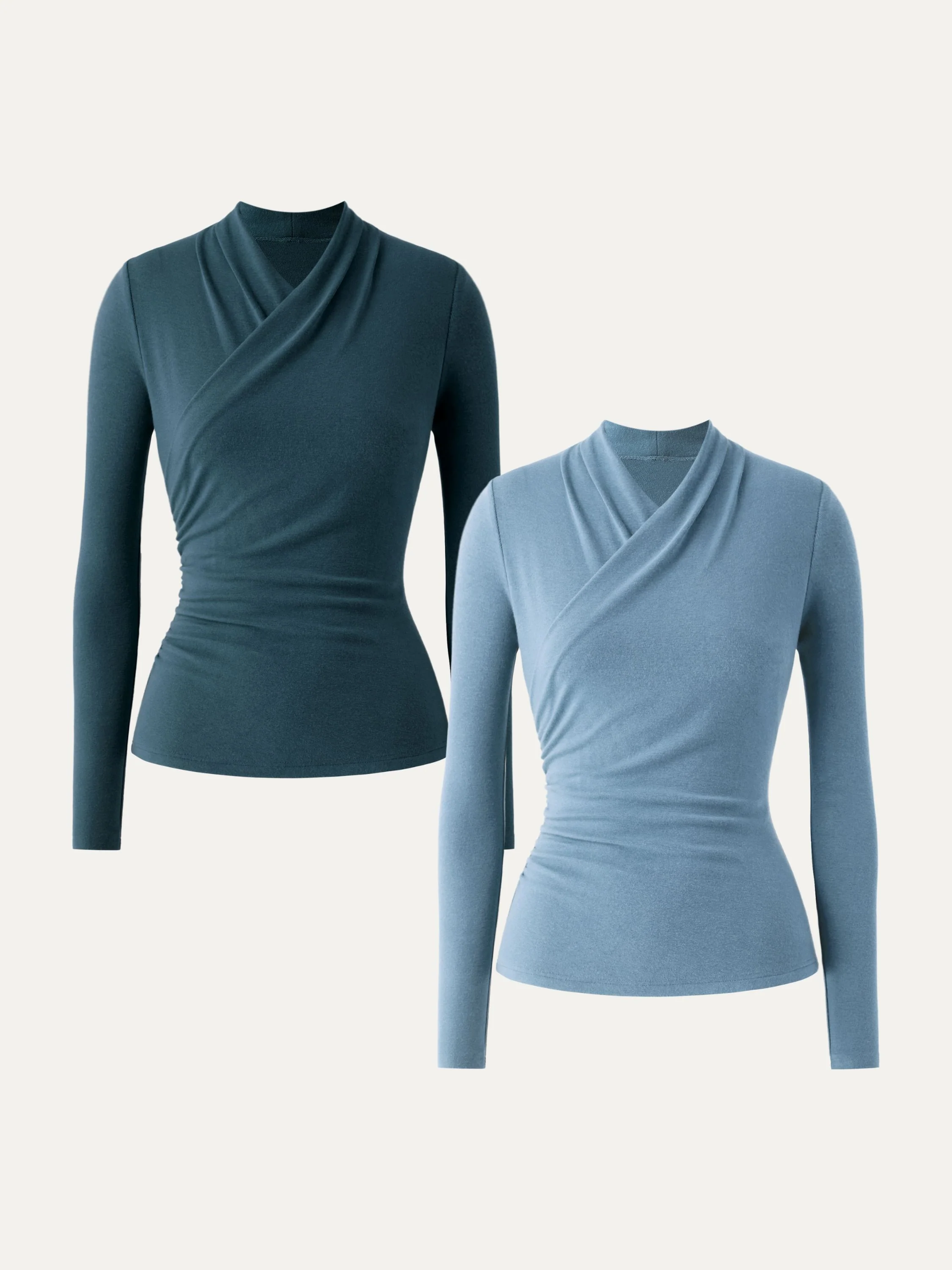 2-Piece Set Wrap Long-Sleeve Top