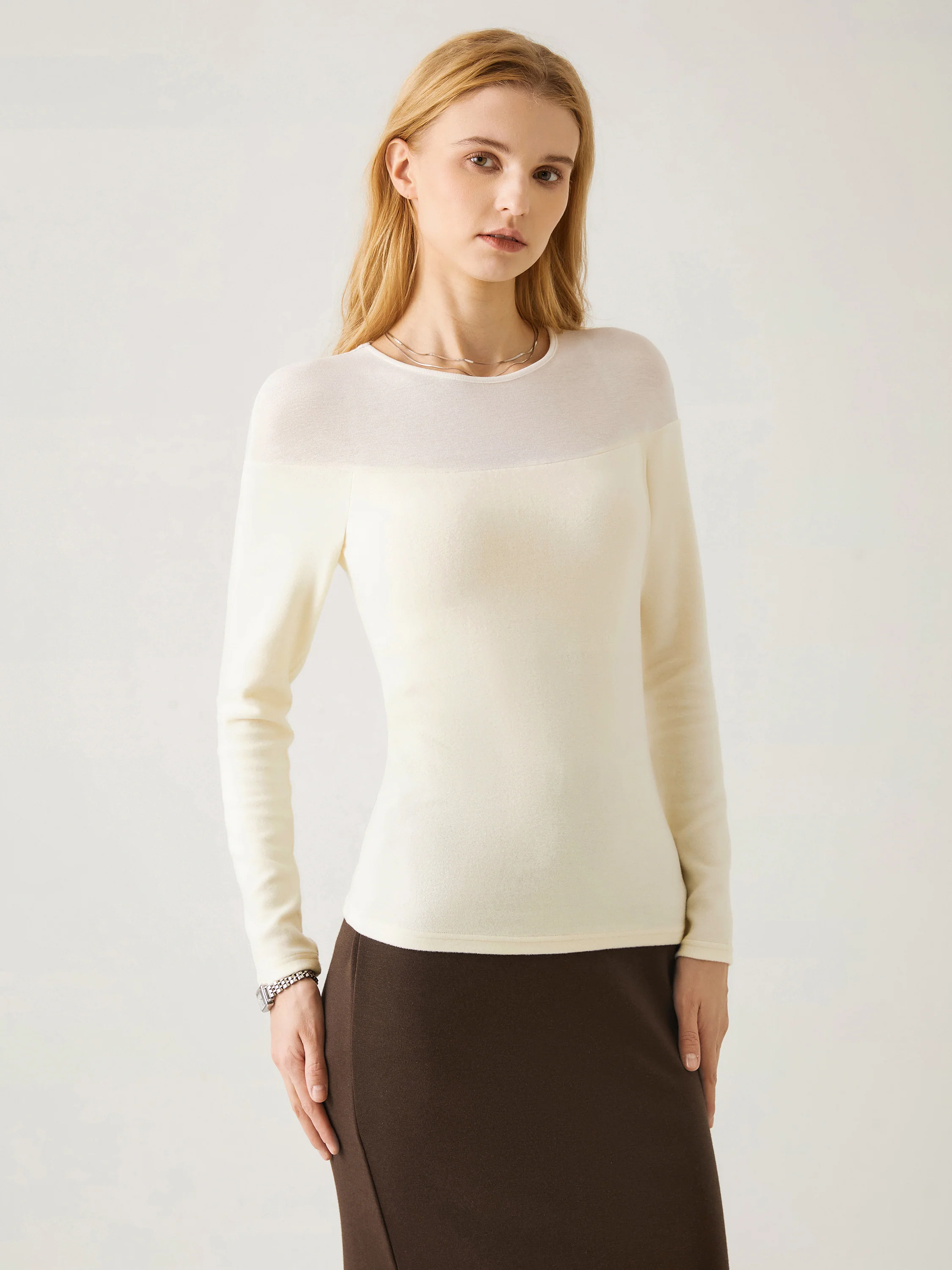 Tencel Wool Sheer Shoulder Crop Top