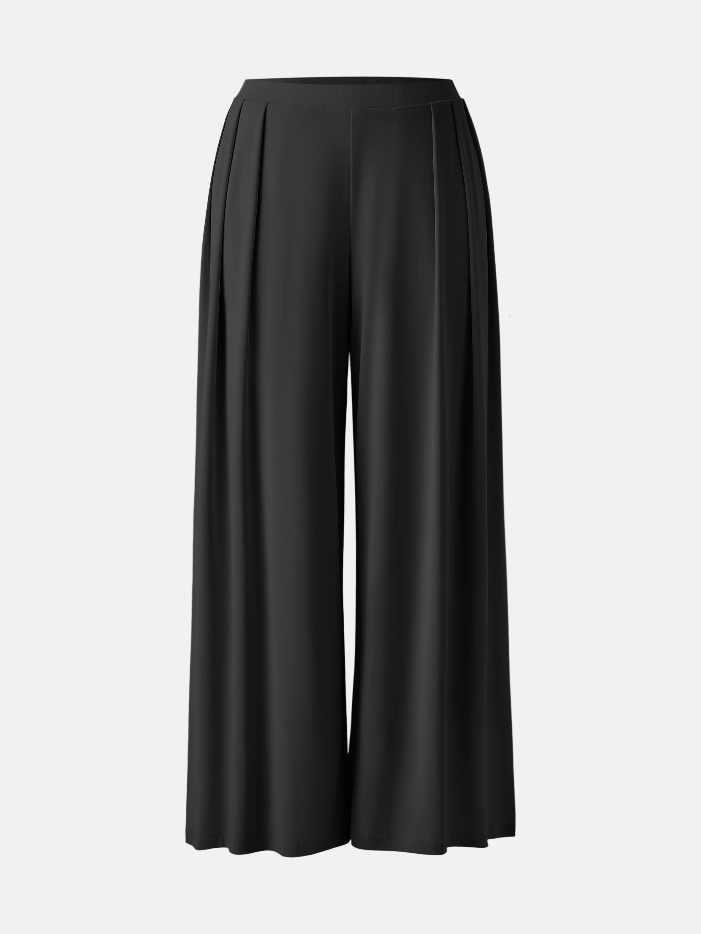 Sand-washed Mid-rise Pleated Wide-leg Palazzo Pants with Pockets