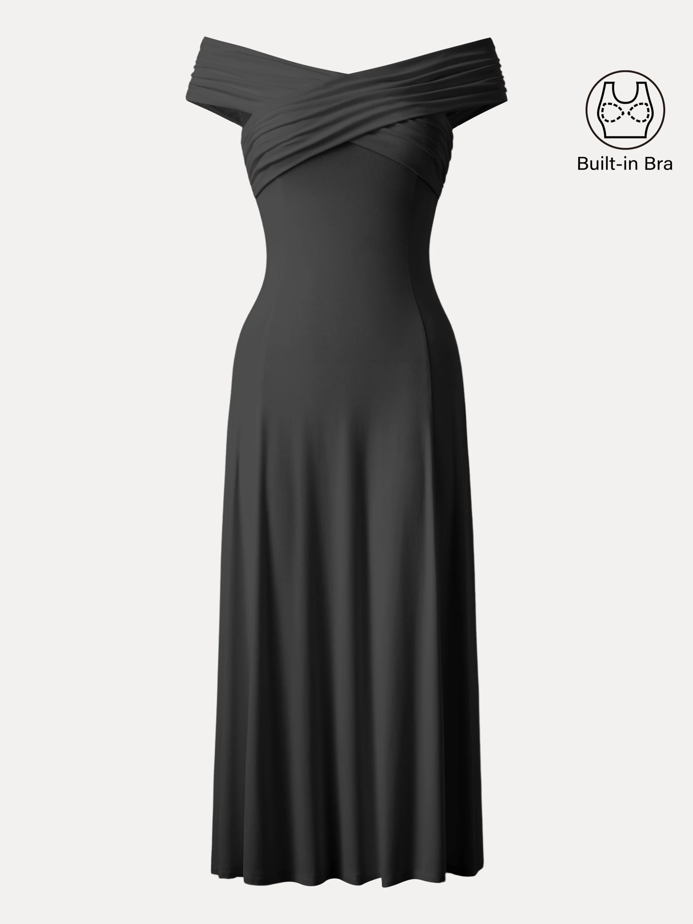 Flowy Criss Cross Off-shoulder Midi Brami Dress