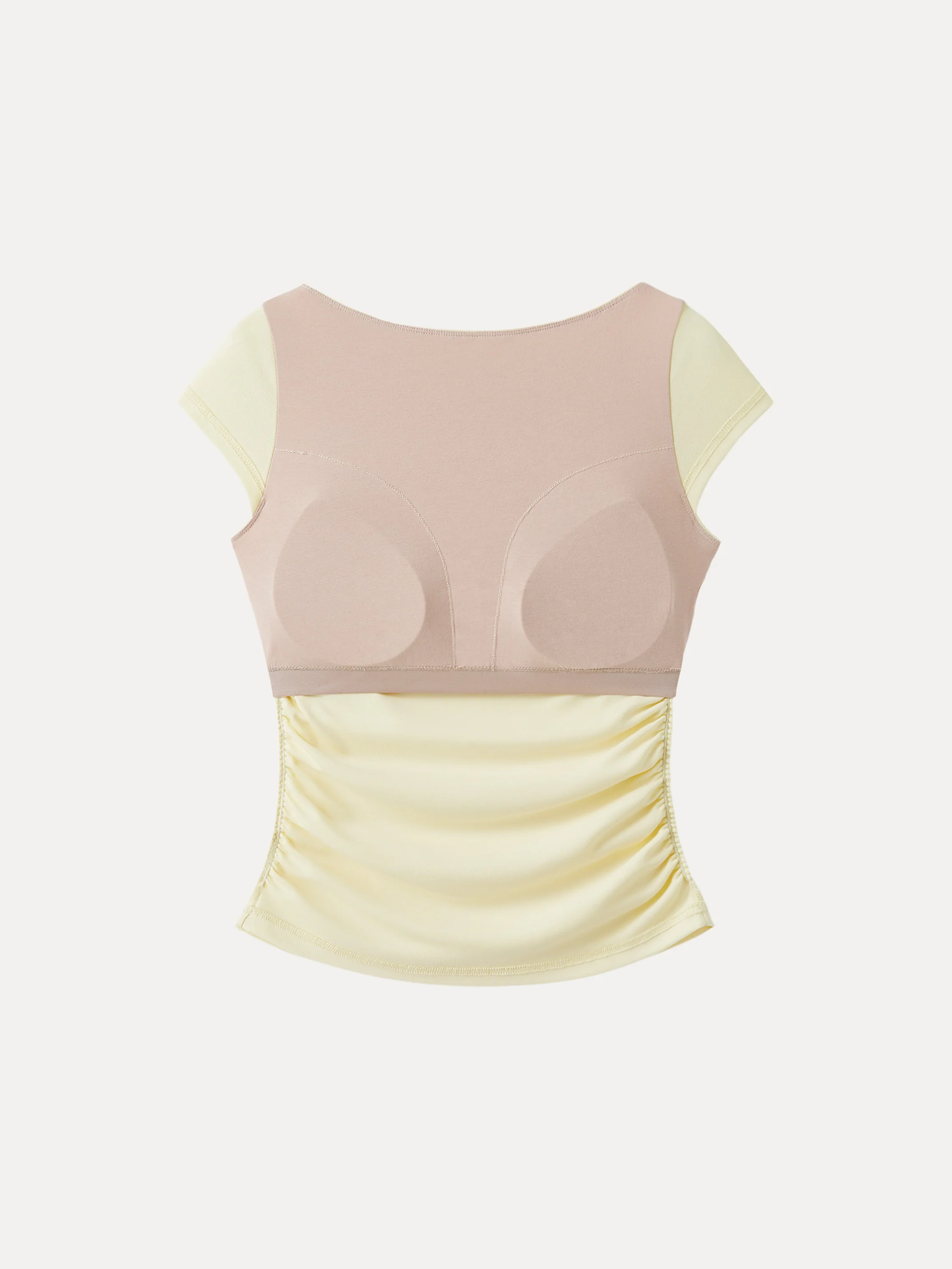 Sandwashed Boatneck Cap Sleeve Ruched Brami