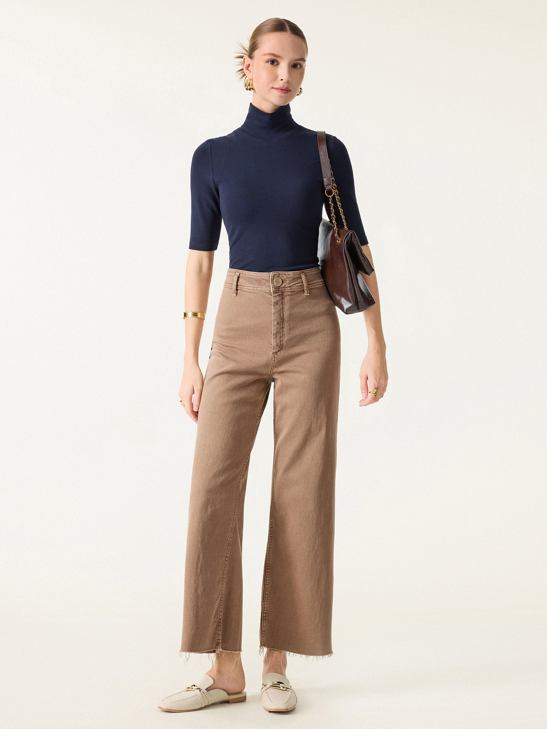 Basic Turtleneck Elbow-Length Sleeve Bralette