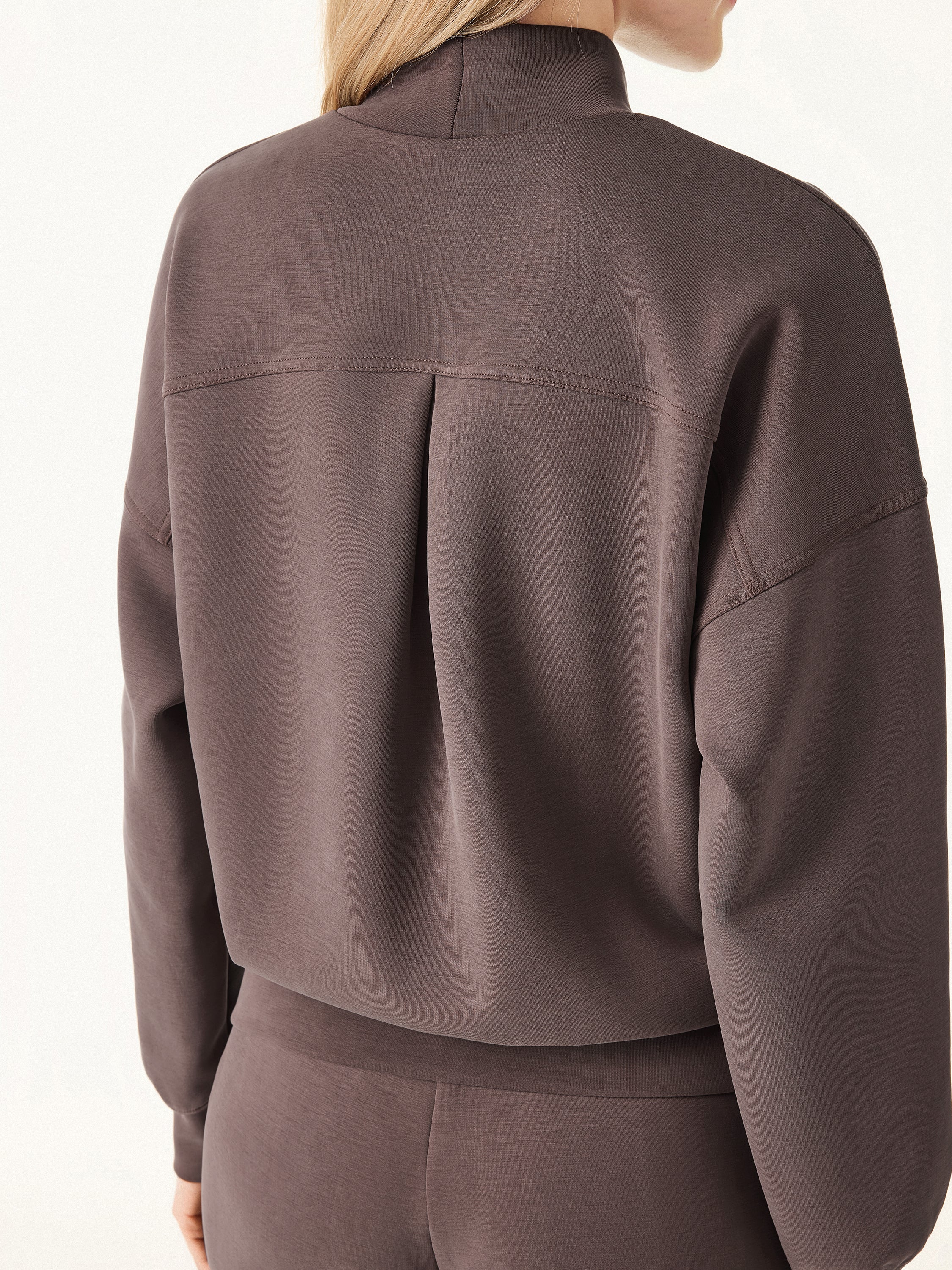 2-Piece Set: Mock Neck Pullover Shirt and Mid-Rise Straight-Leg Pants with Pockets