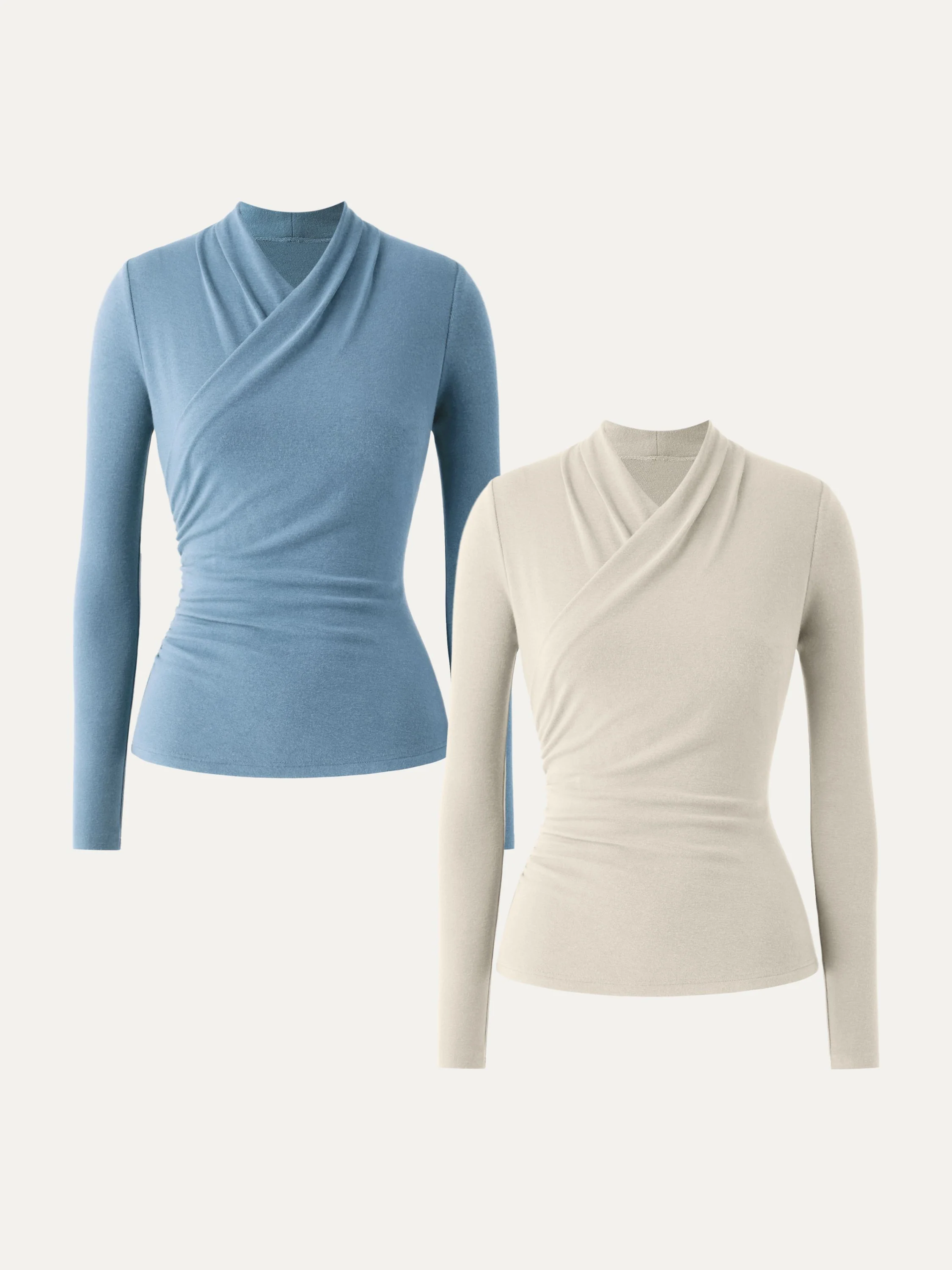 2-Piece Set Wrap Long-Sleeve Top