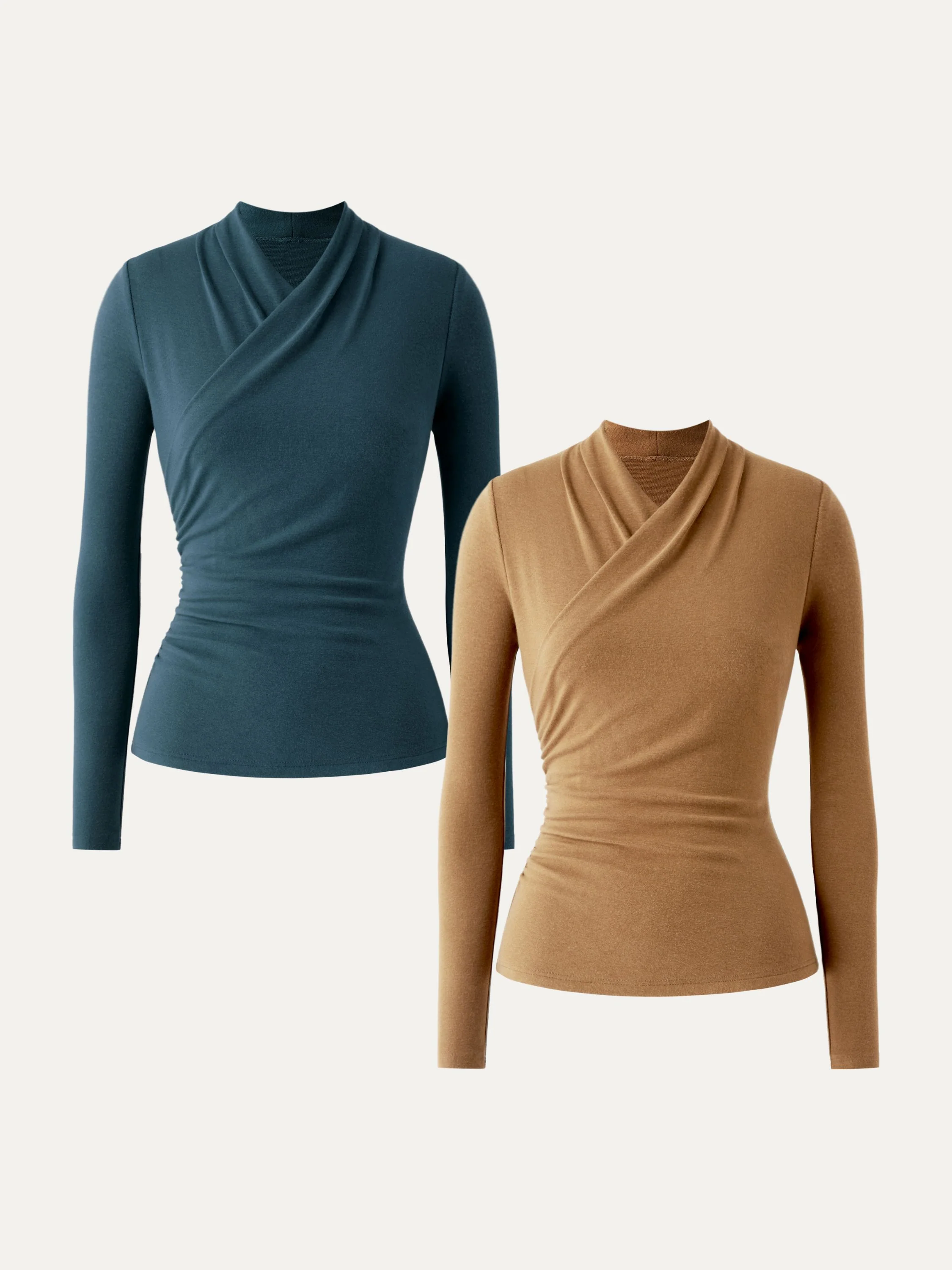 2-Piece Set Wrap Long-Sleeve Top
