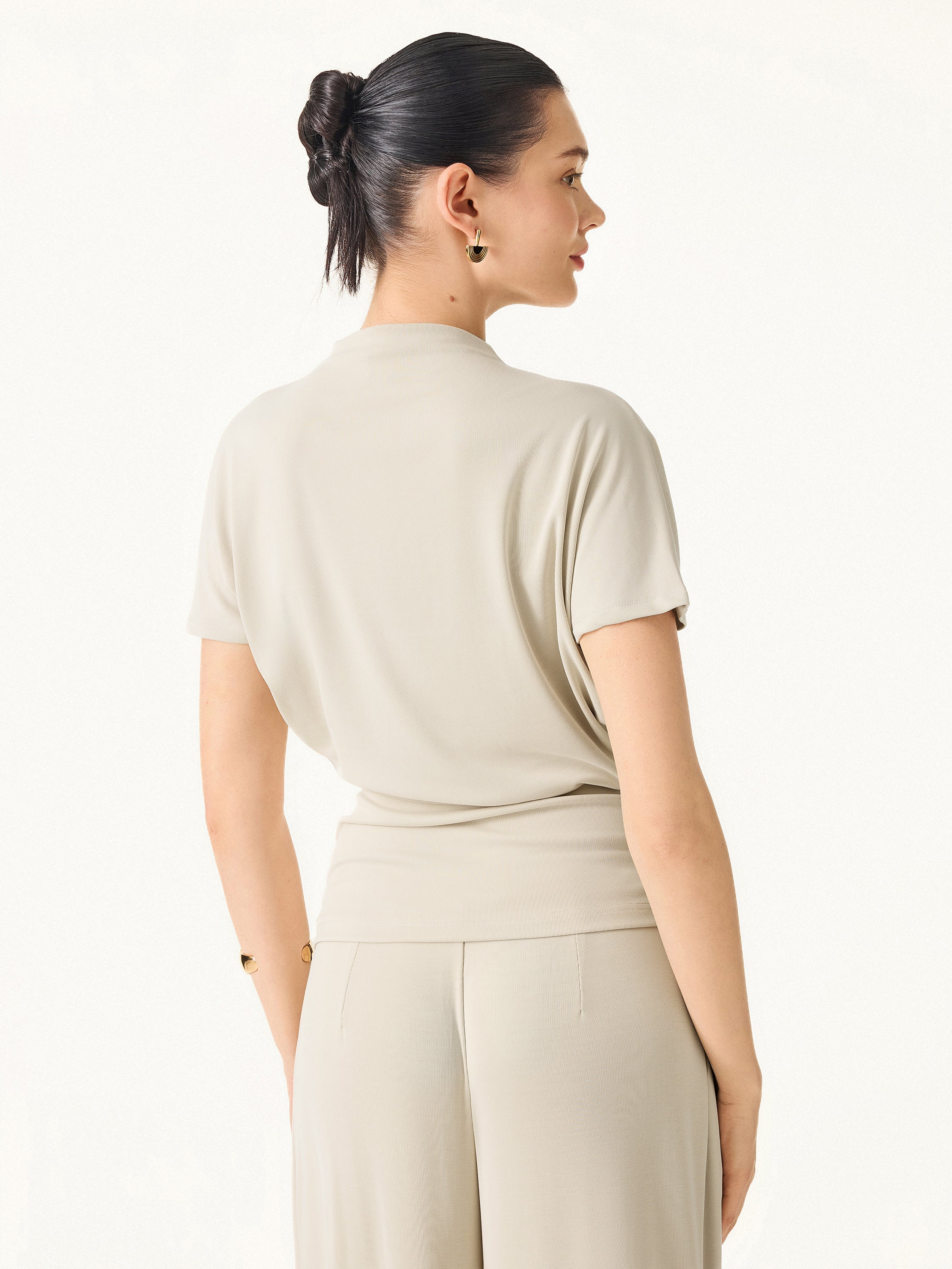 Mockneck Tucked Waist Define Top