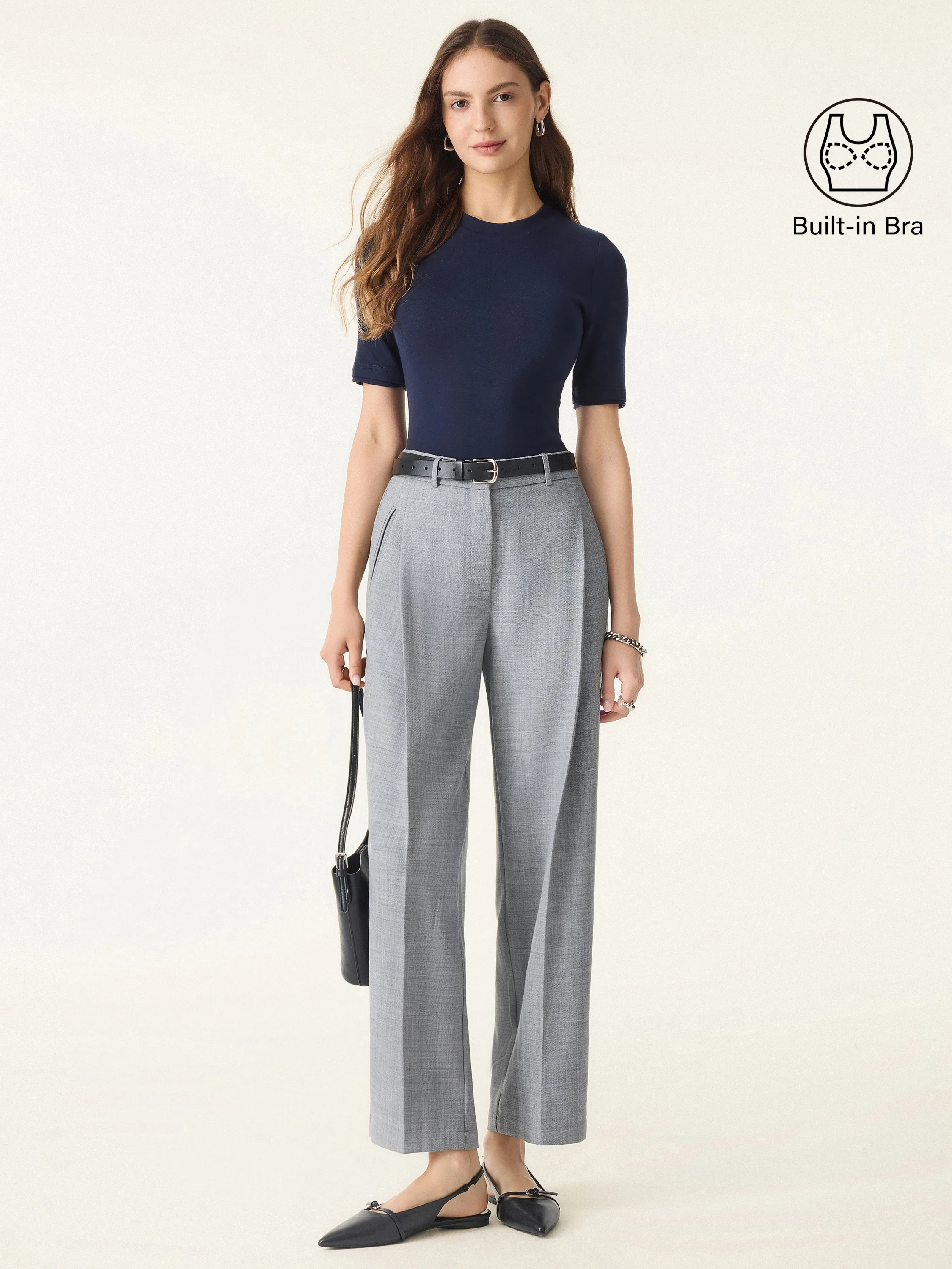 Lyocell Cashmere Crewneck Layered Cuff Brami