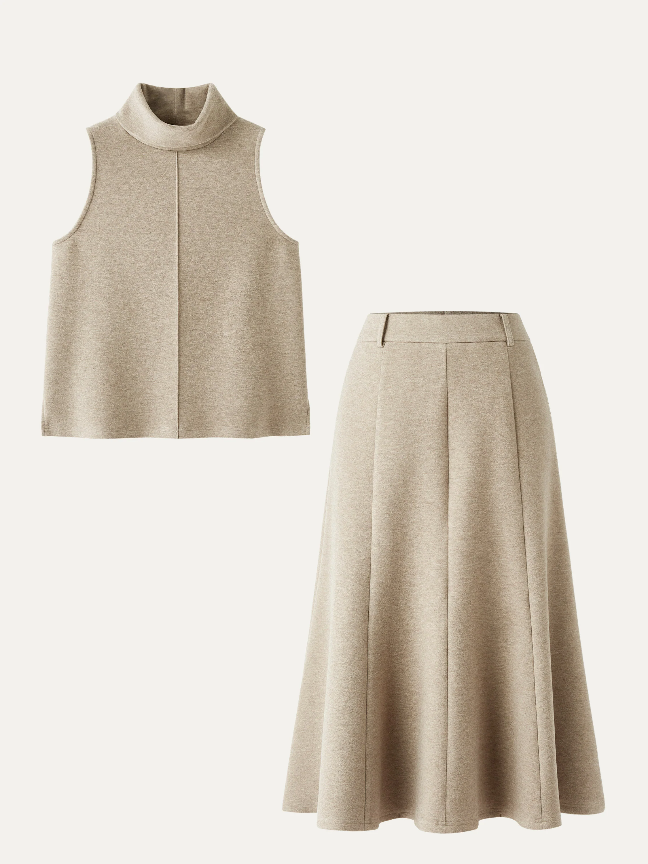 2-Piece Set Split Hem Top and High-Waisted Midi Skirt