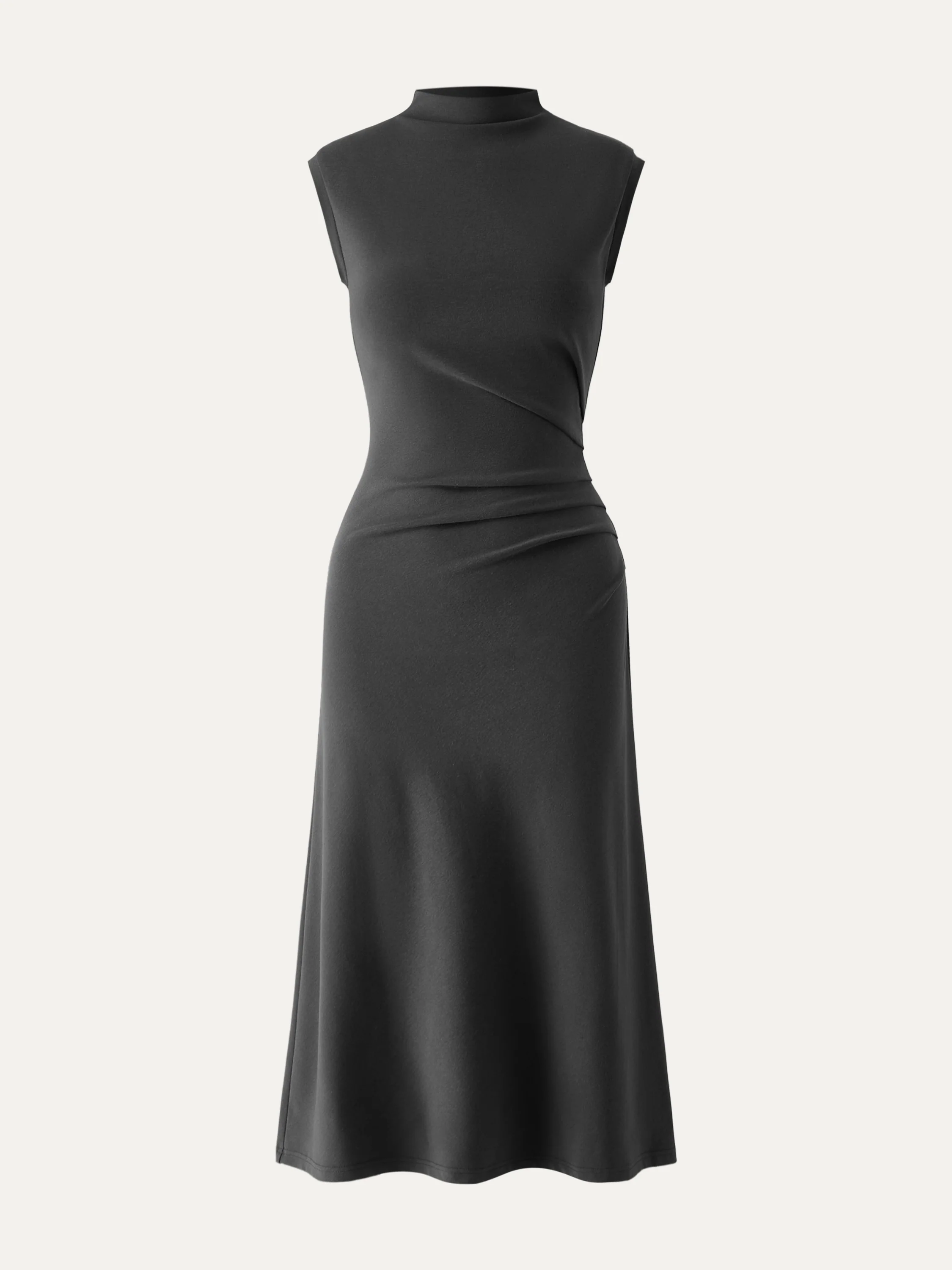 Mock Neck Tucked Midi Dress