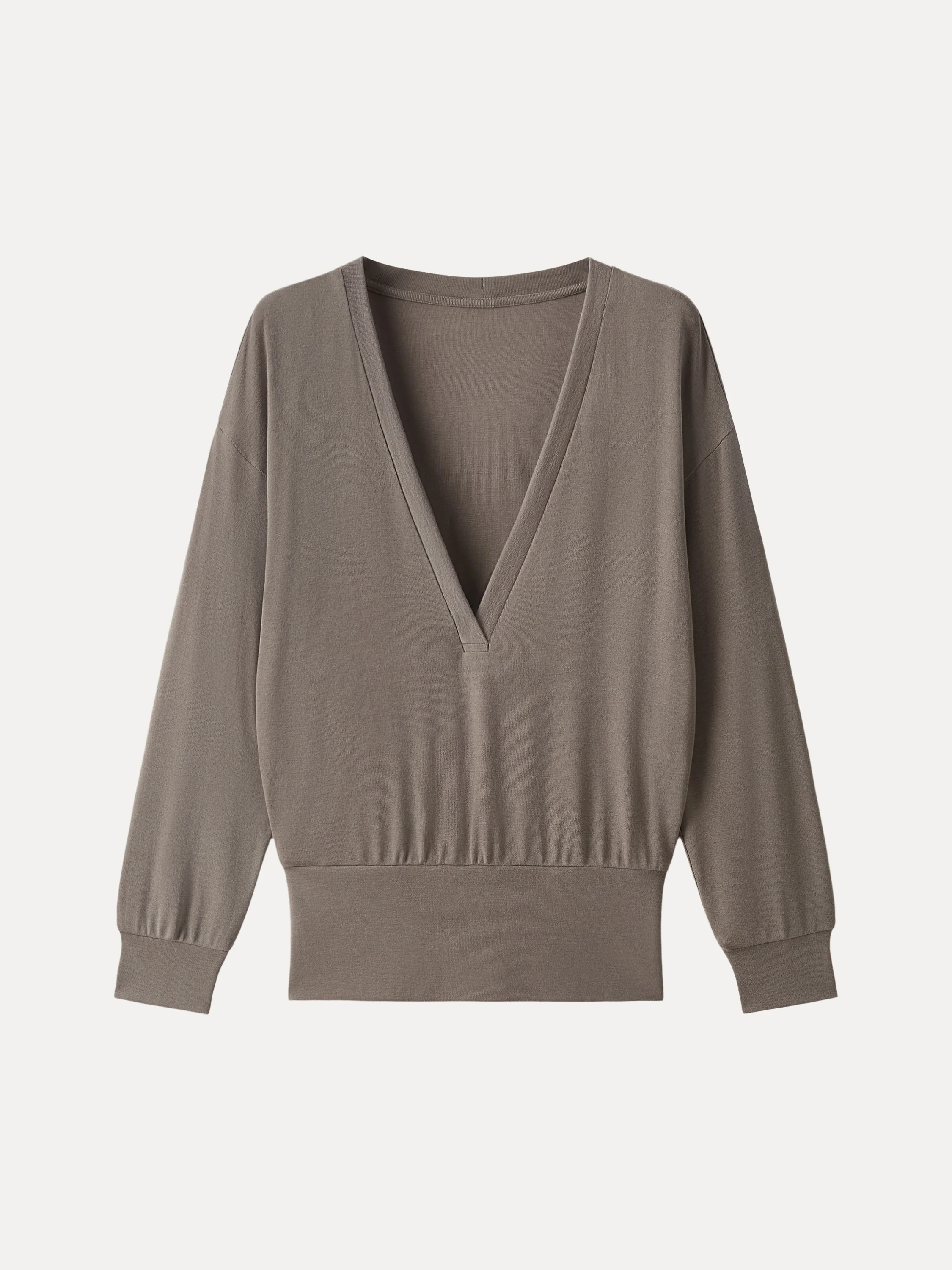 Lyocell Cashmere V-neck Drop-Shoulder Top
