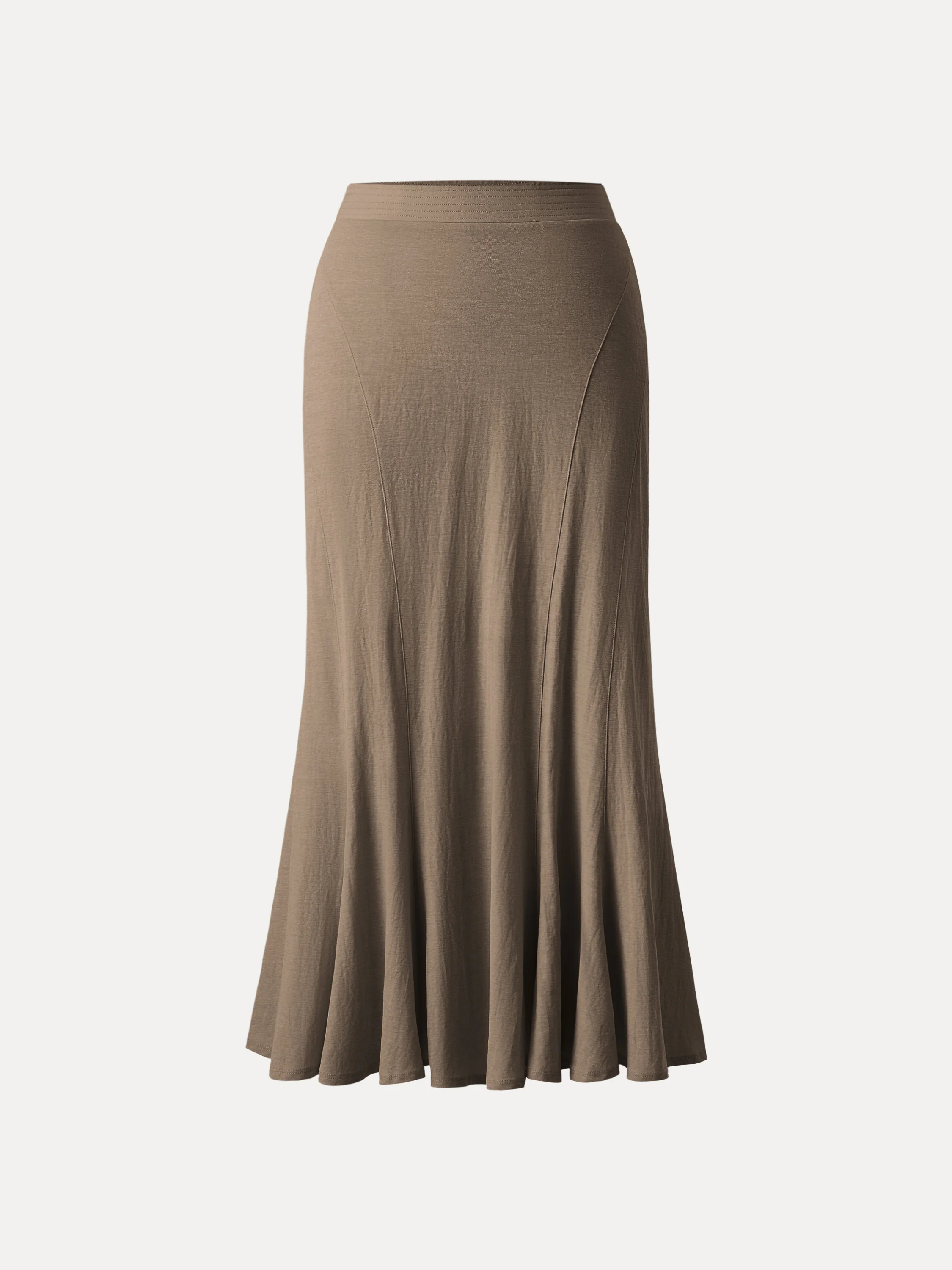 Wrinkle-resistant Cotton Linen Pull-on Midi Skirt