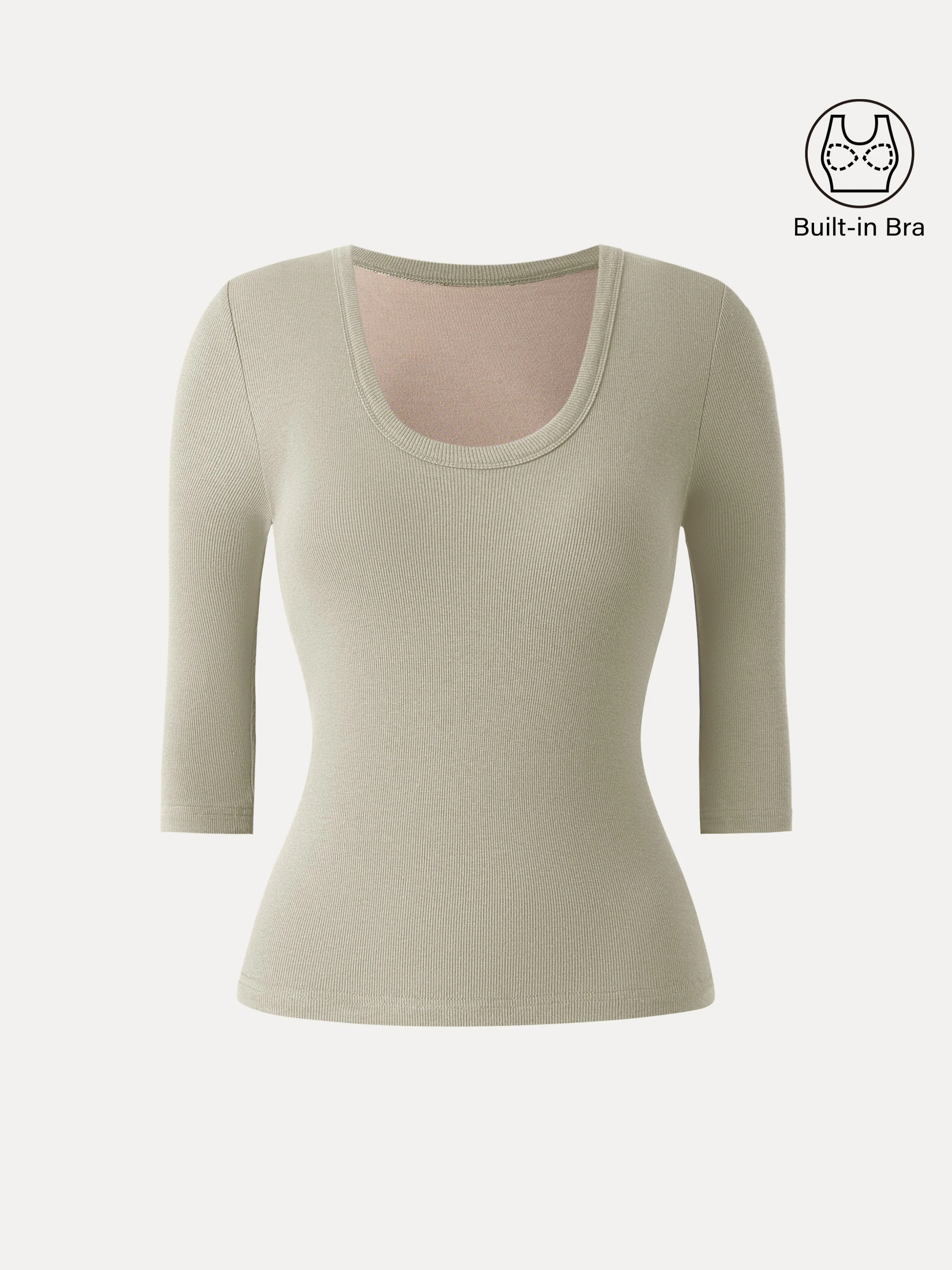 Essential Stretch Cotton U-neck 3/4 Sleeve Brami
