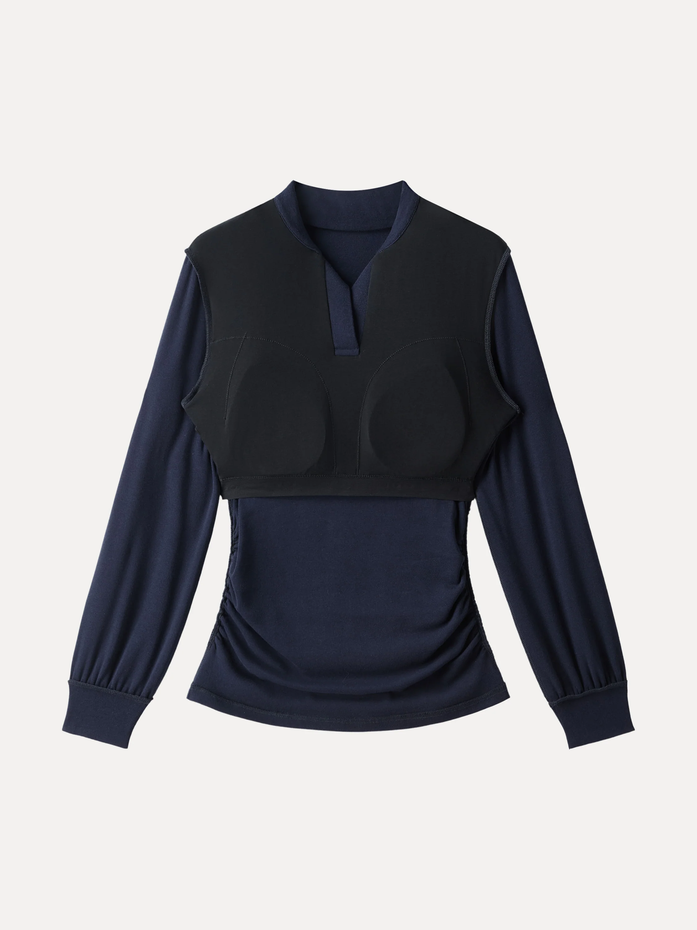 Warm Light Polo Neck Side-Ruched Crop Top