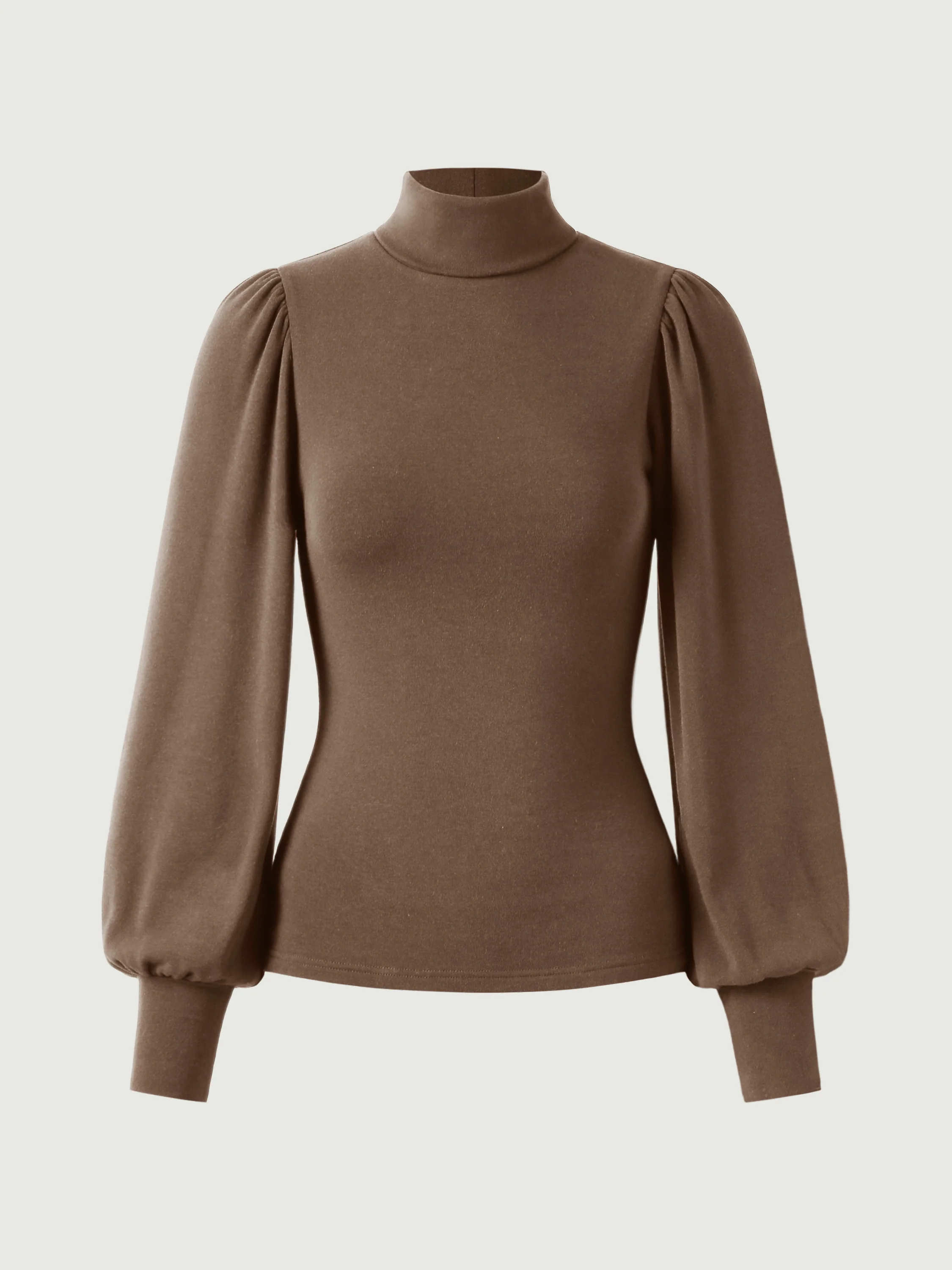Turtleneck Puffed Sleeve Top