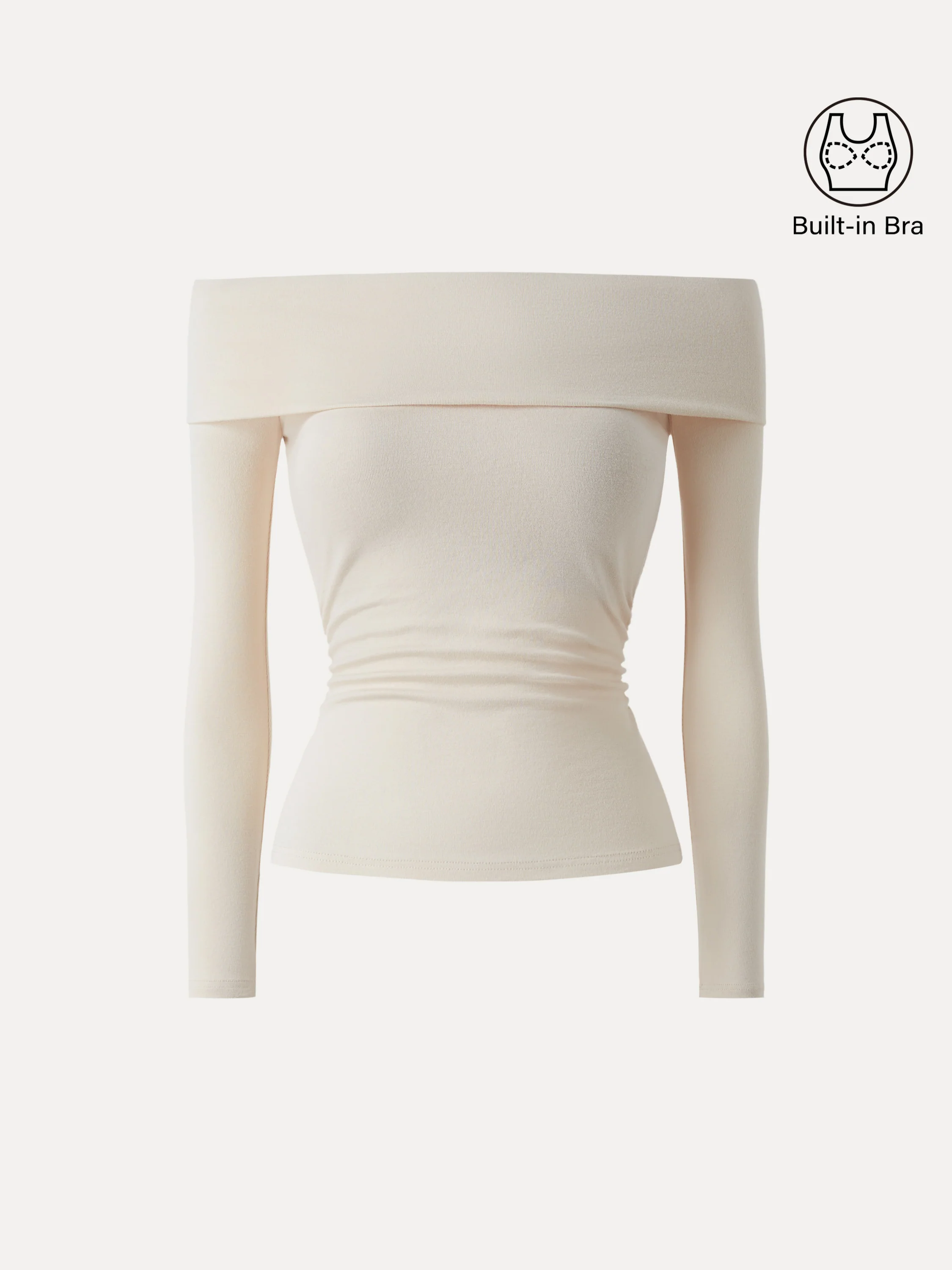 Off-the-Shoulder Long-Sleeve Side-Ruched Crop Top